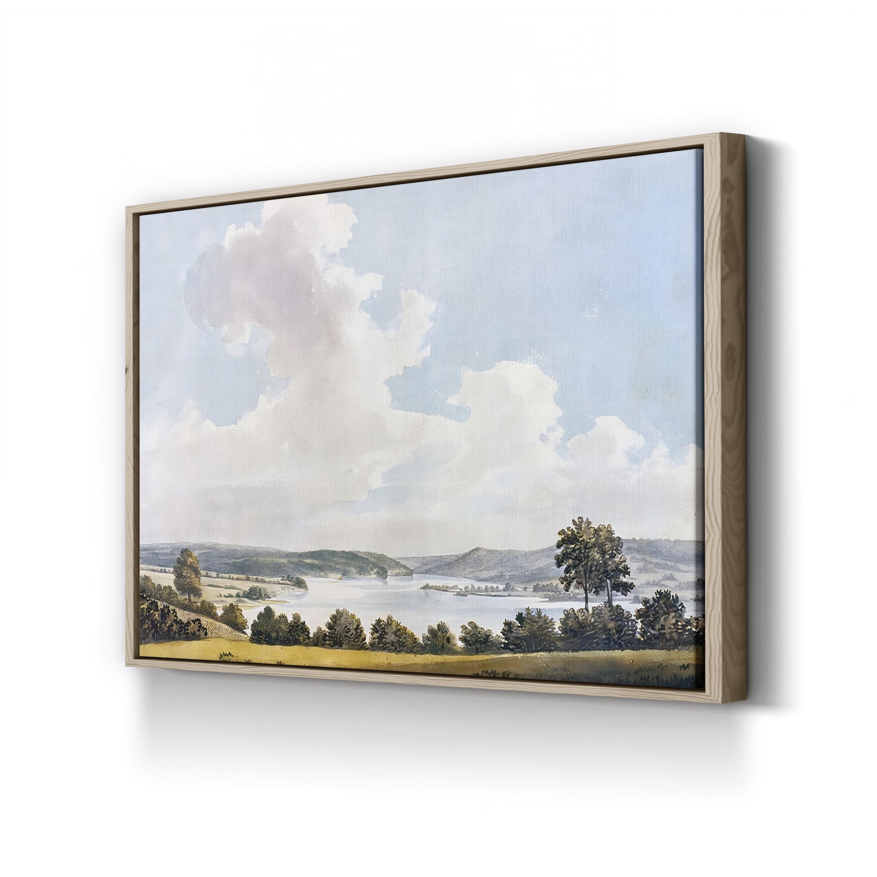 River Through Rolling Hills – Period Illustration Wall Art | Serene Landscape Canvas Print