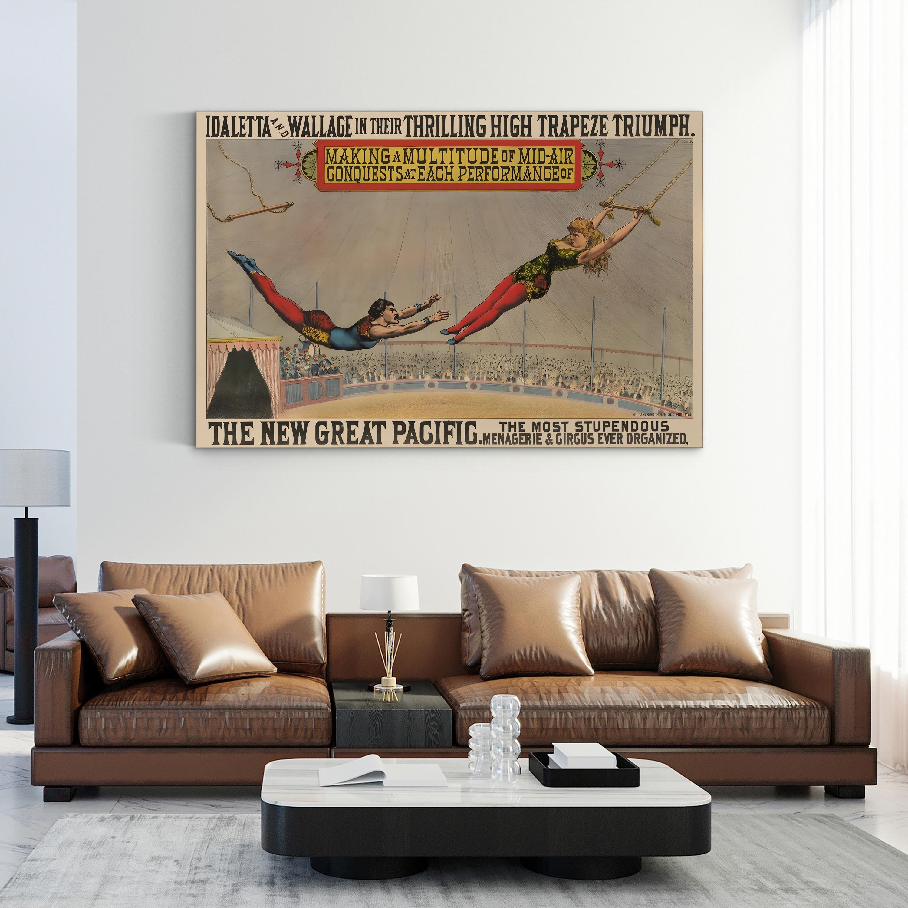 Circus Trapeze Artists Poster – Period Illustration Wall Art | Vintage Circus Canvas Print