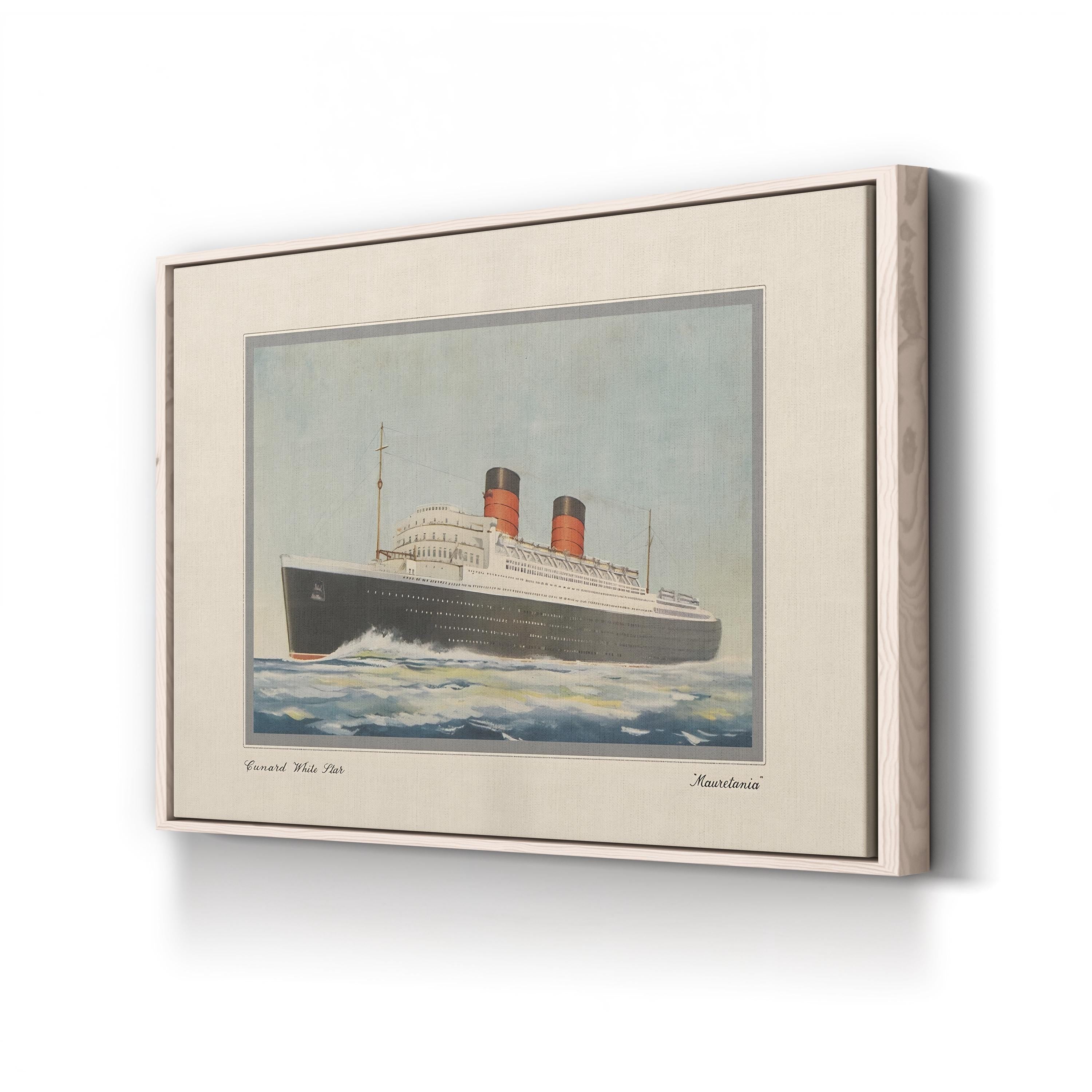 RMS Mauretania Ocean Liner, 1939 canvas print in Natural frame