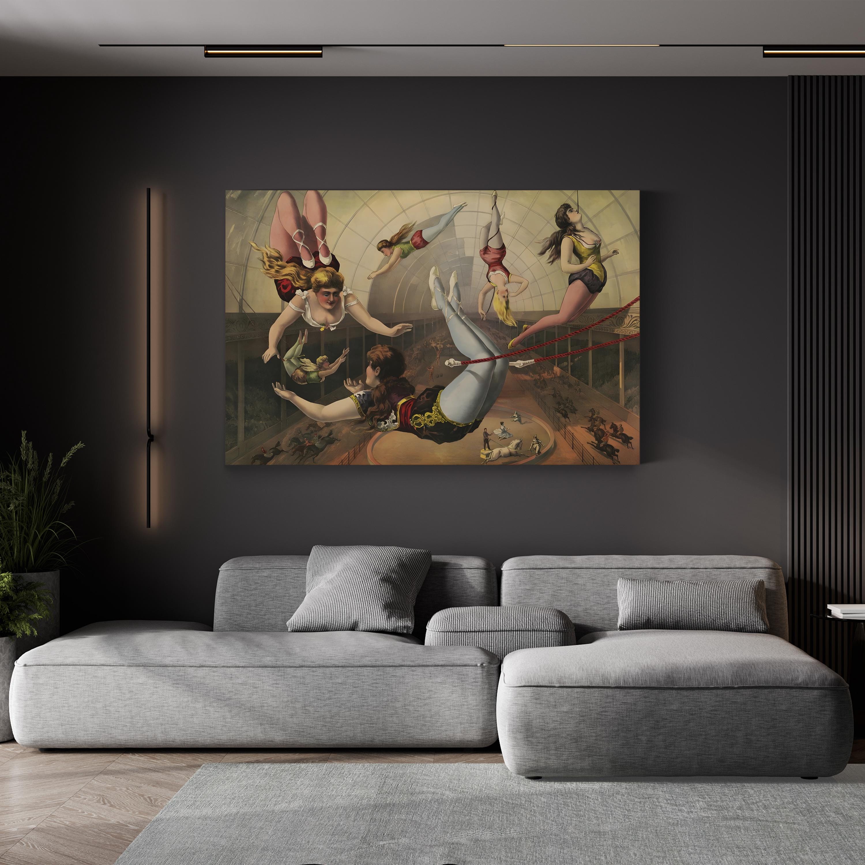 Circus Female Acrobats Antique Performance Art Illustration Canvas Print