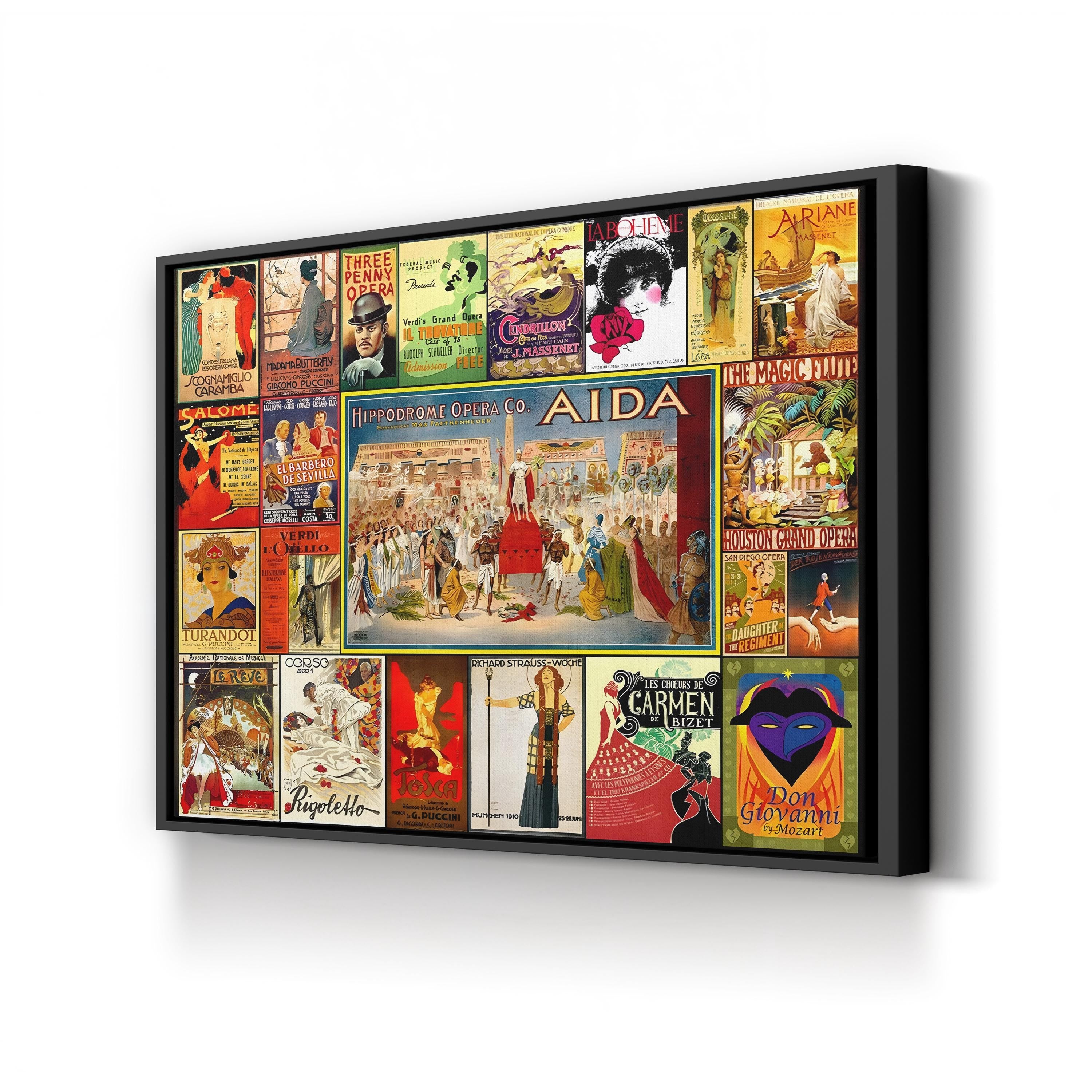 Opera Poster Collage – Period Illustration Wall Art | Vintage Theatre Canvas Print