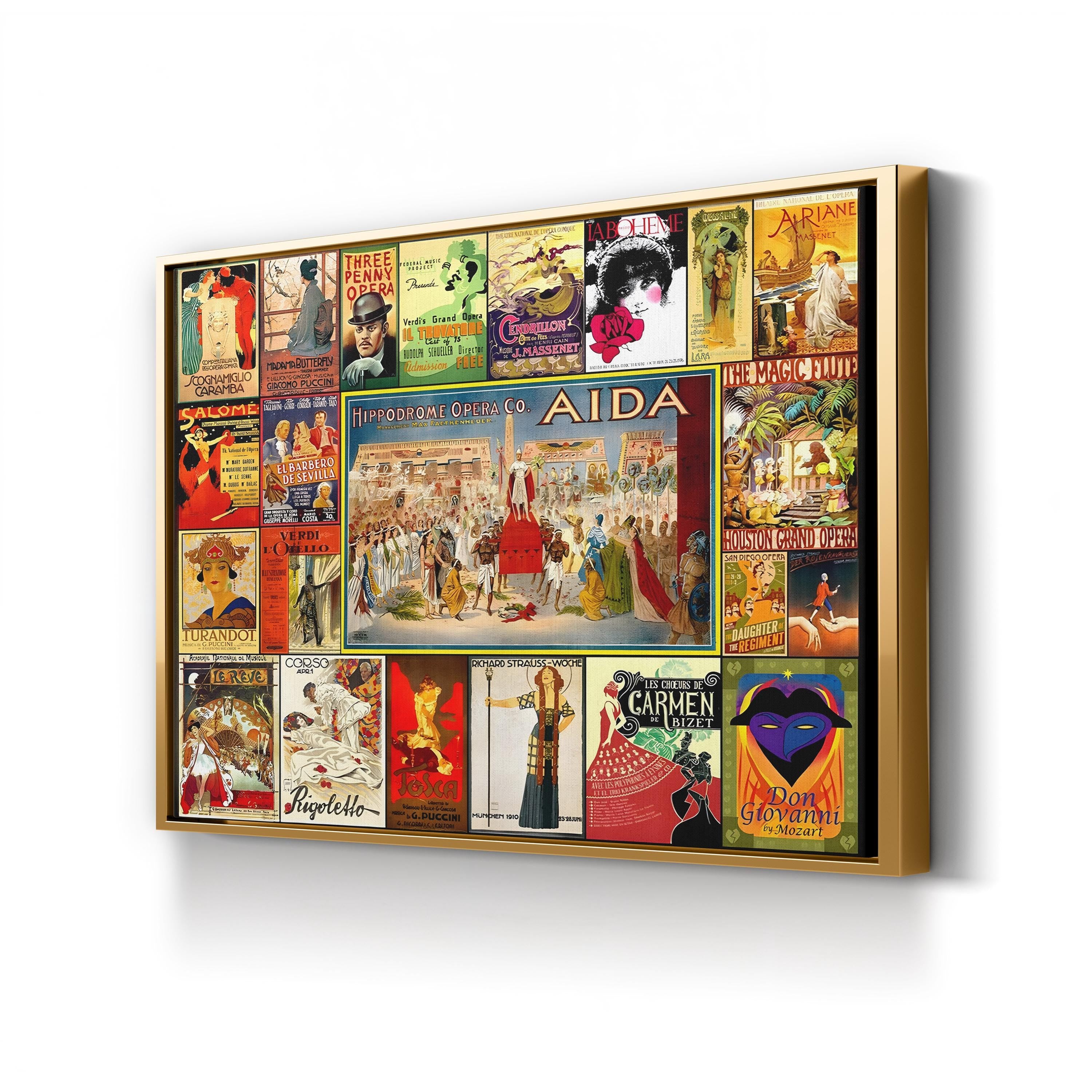 Opera Poster Collage – Period Illustration Wall Art | Vintage Theatre Canvas Print