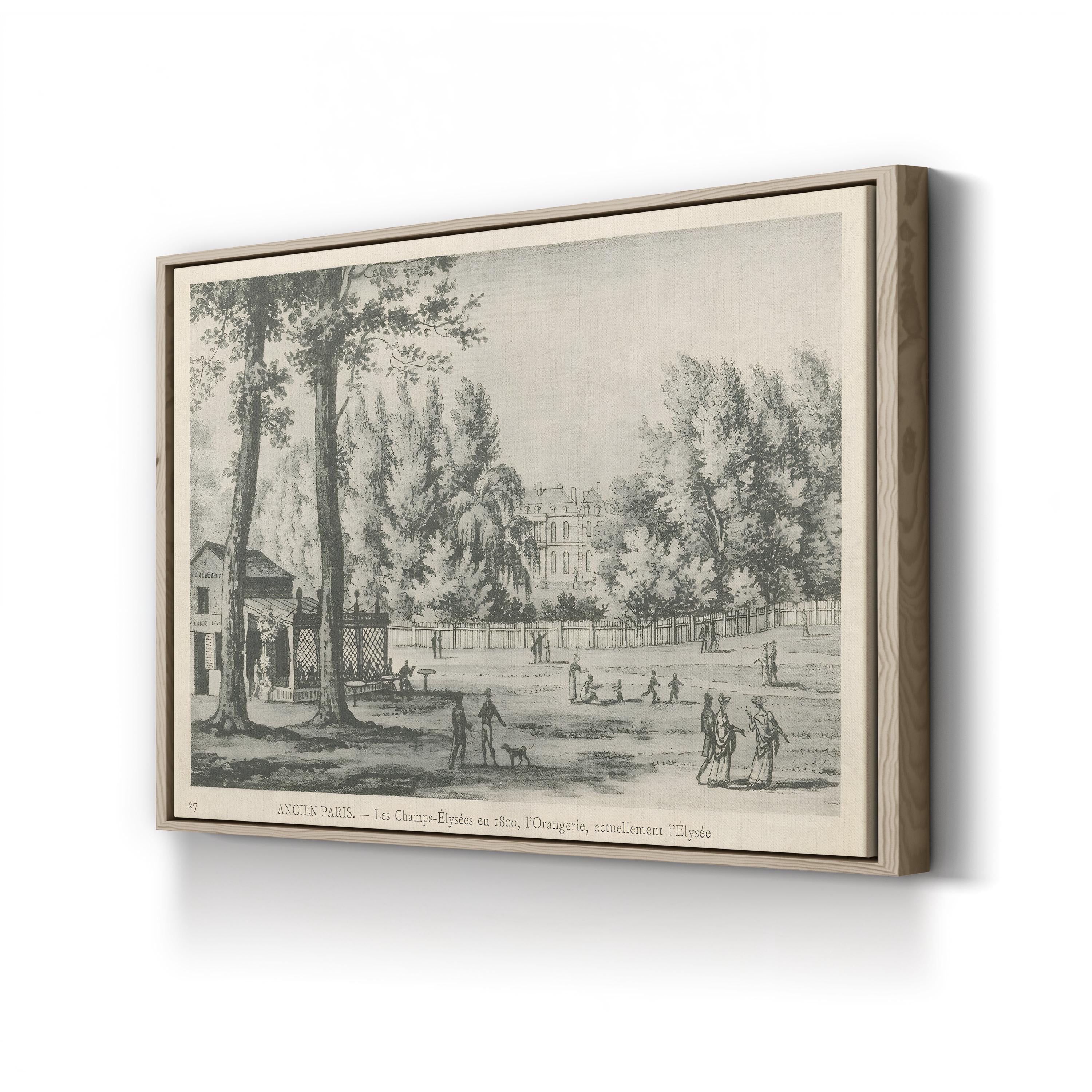 Parisian Street Scene – Period Illustration Wall Art | Black & White Canvas Print