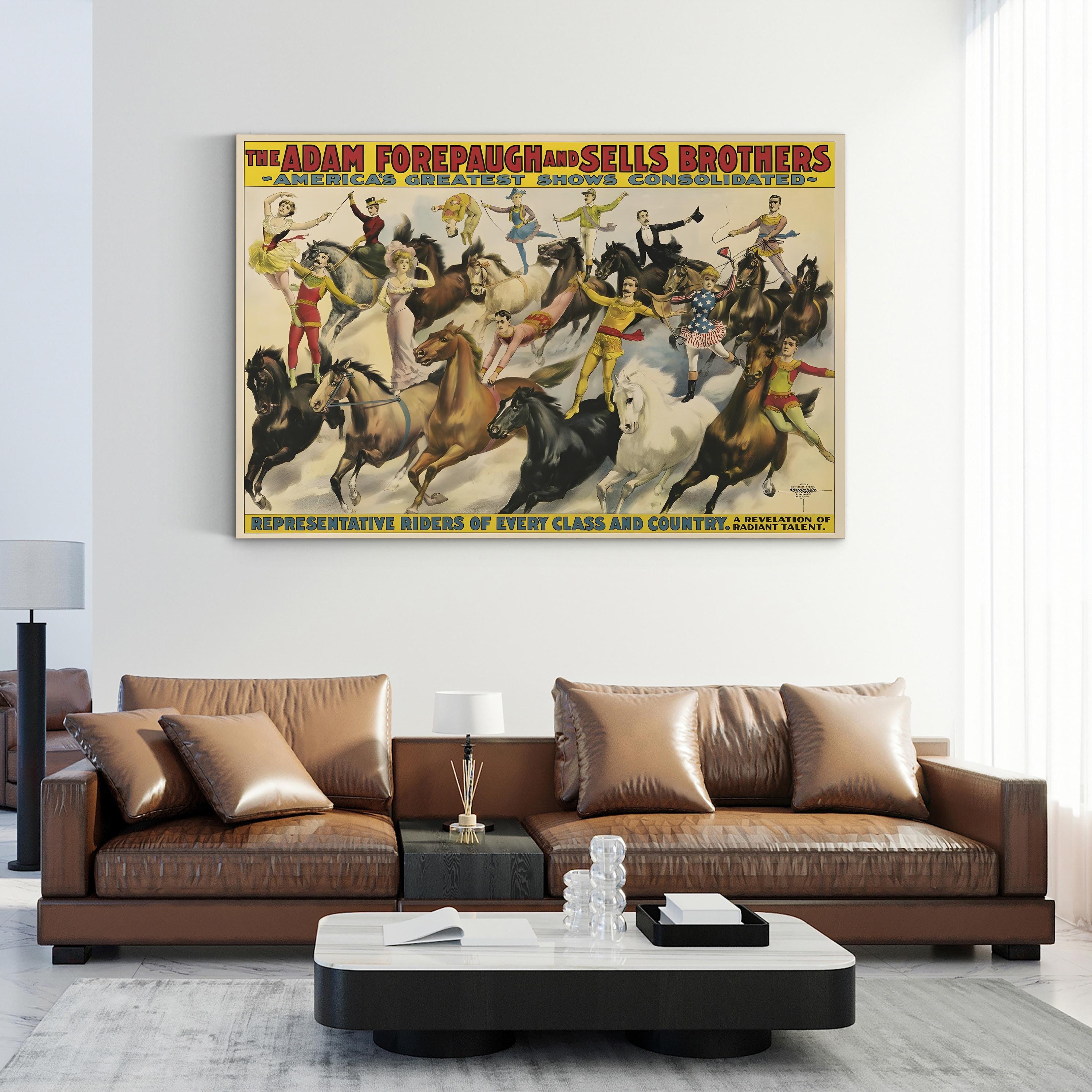 Vintage Adam Forepaugh Circus Poster Canvas Print: 19th Century American Circus Art