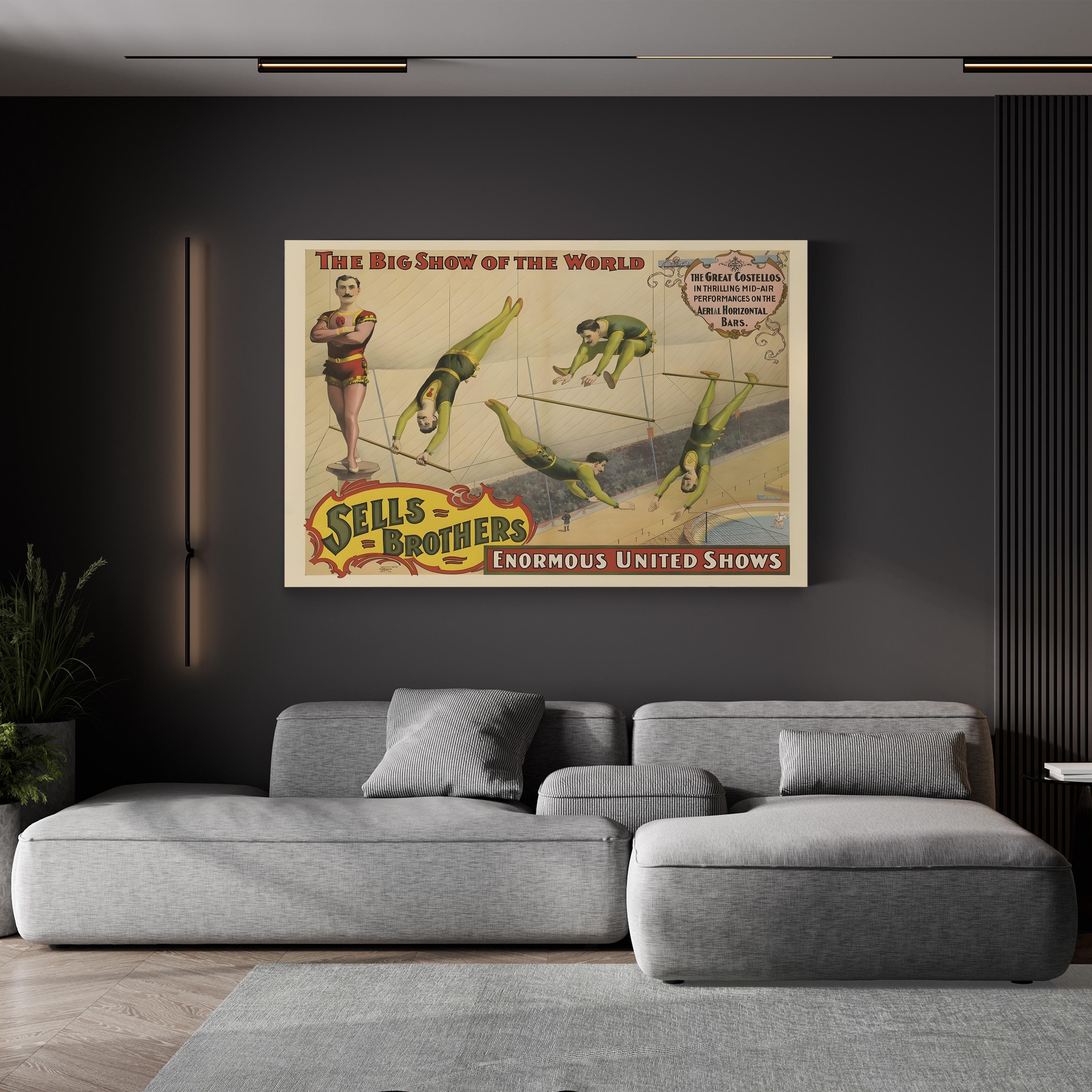 Sells Brothers Circus Poster – Period Illustration Wall Art | Vintage Americana Canvas Print