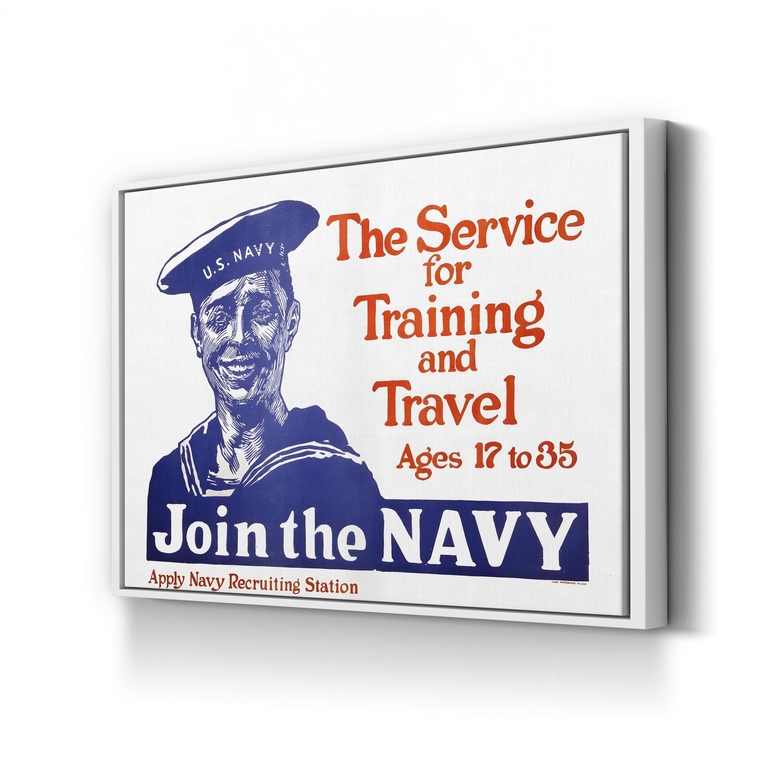US Navy WWII Smiling Sailor – Period Illustration Wall Art | Vintage Poster Canvas Print