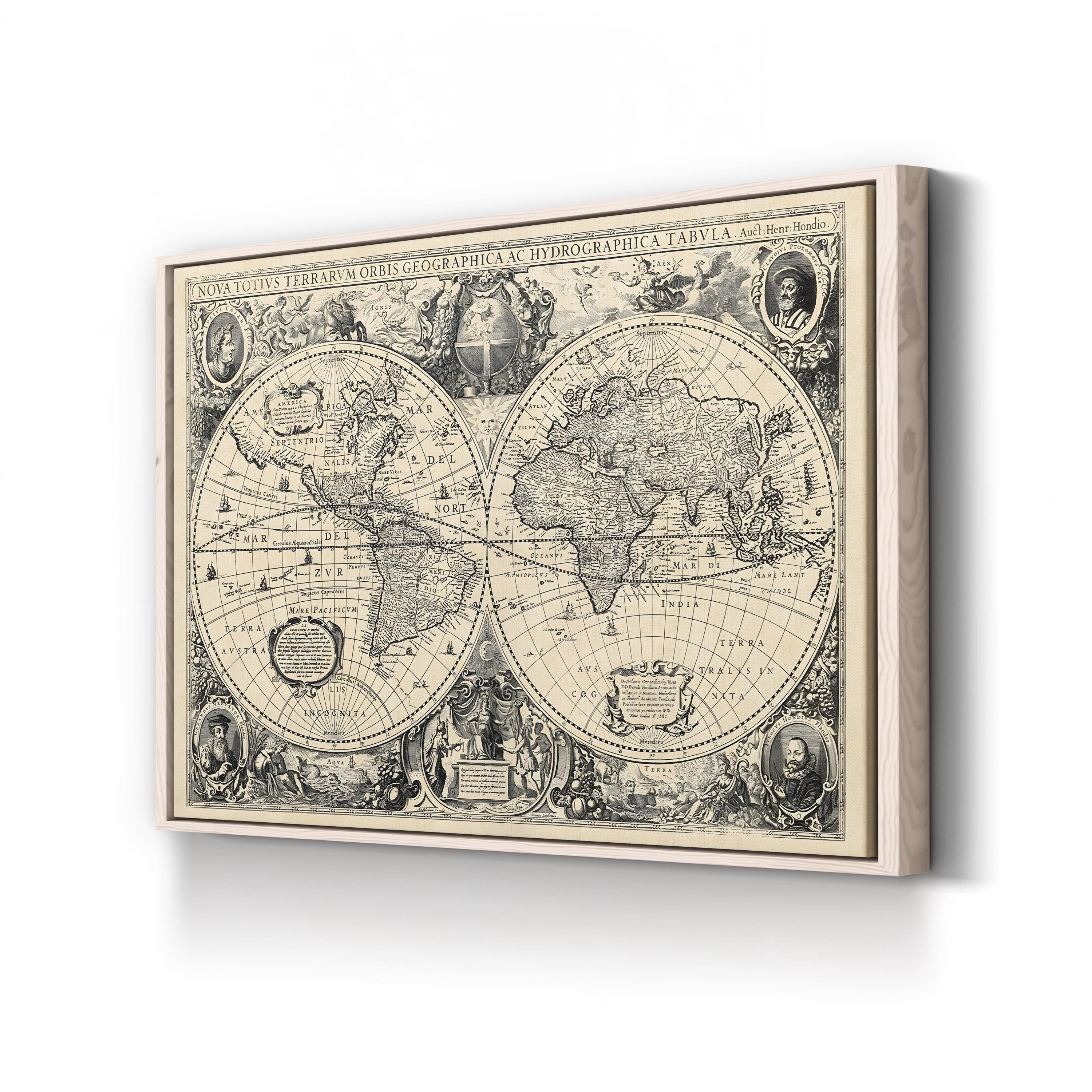 Antique World Map, 17th Century – Historical Map Wall Art | Vintage Cartography Canvas Print