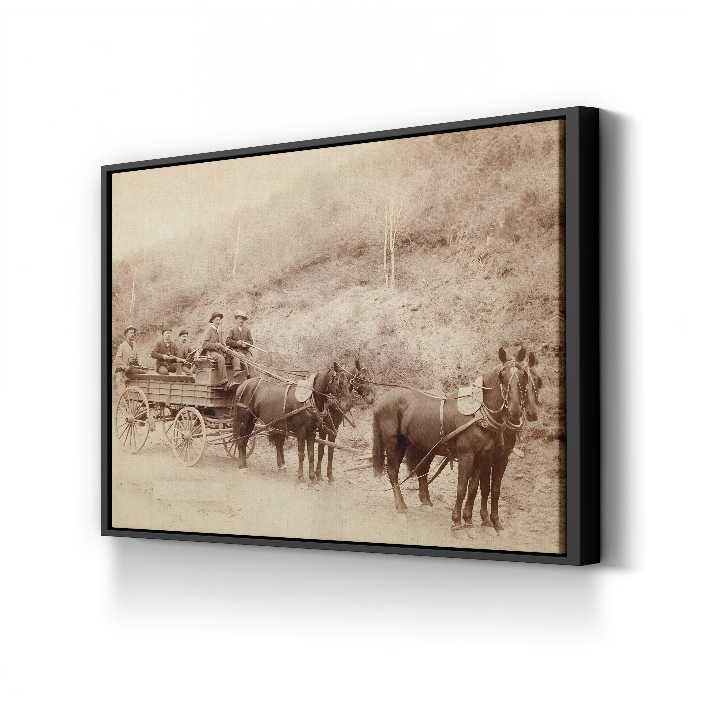 Old West Express Wagon canvas print in Black Framed Canvas