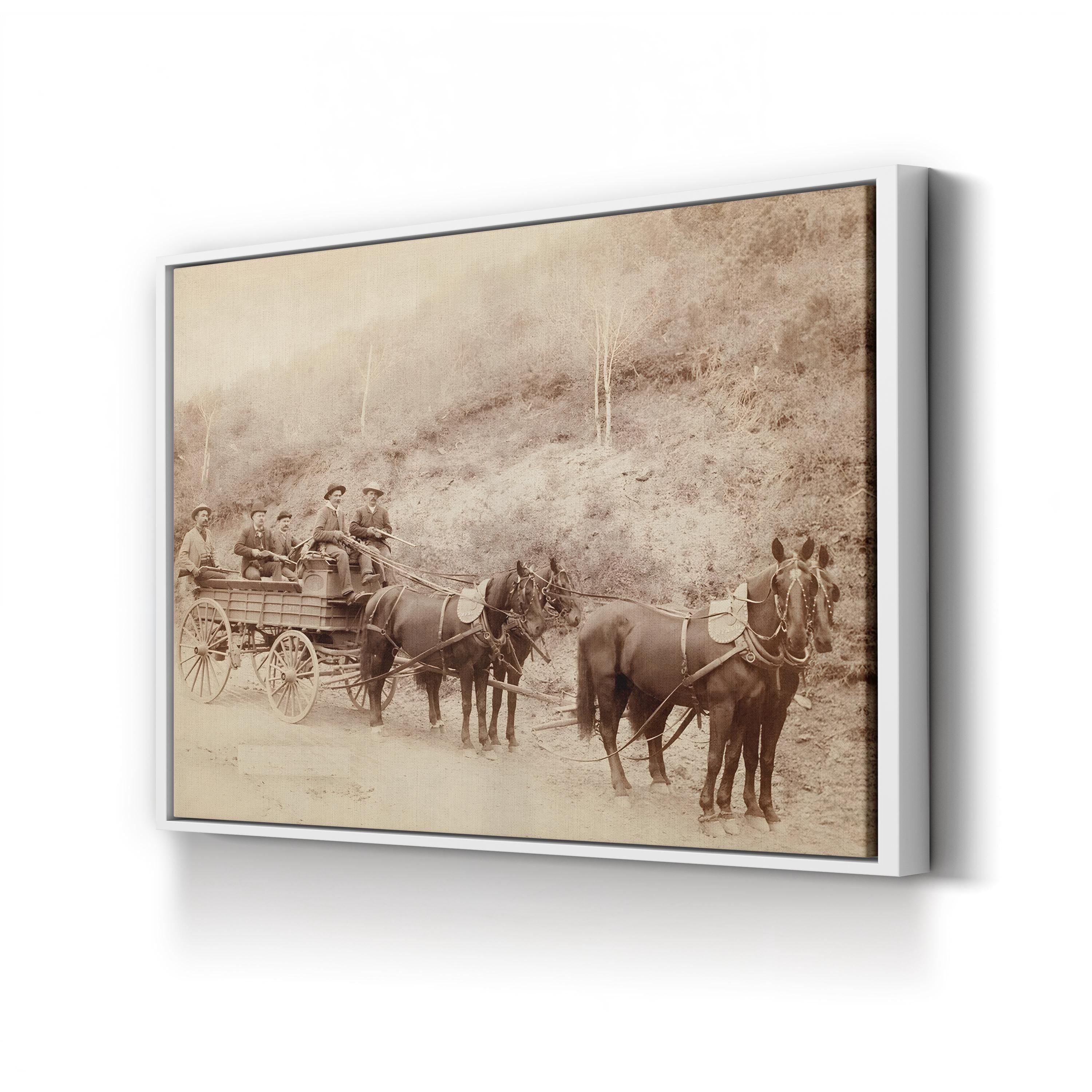 Old West Express Wagon canvas print in White Framed Canvas