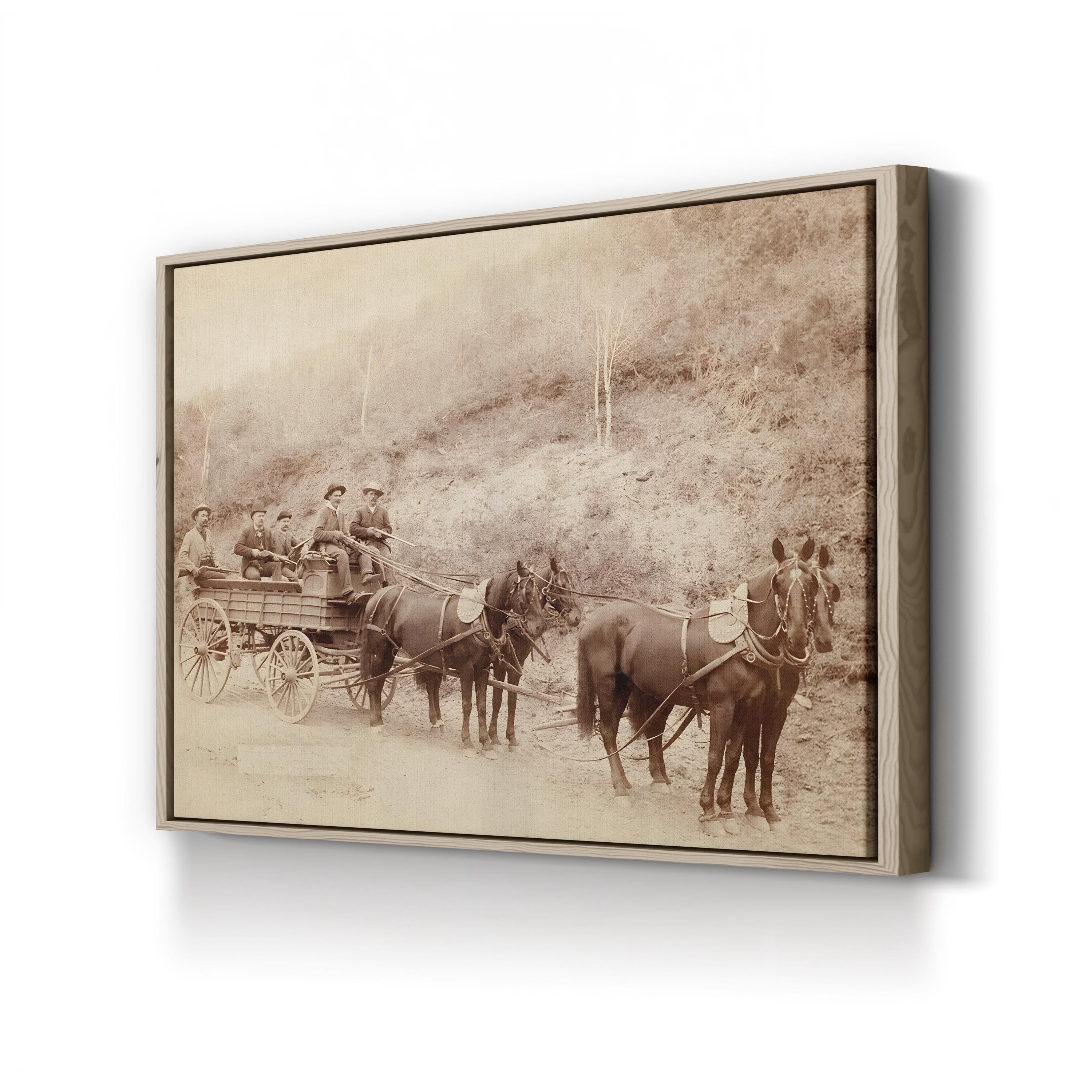 Old West Express Wagon canvas print in Oak Framed Canvas