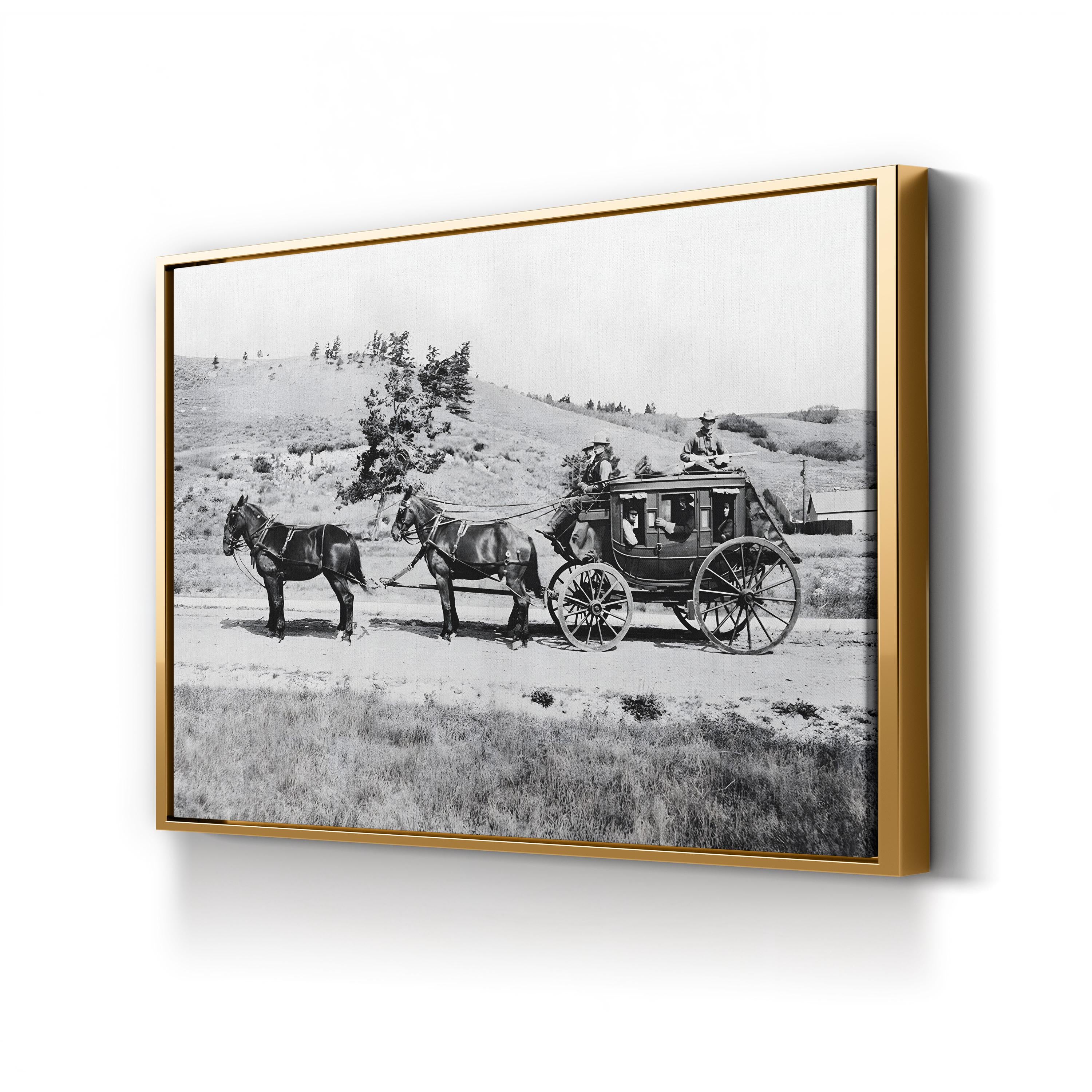 Vintage Stagecoach in Motion – Period Illustration Wall Art | Rustic Western Canvas Print