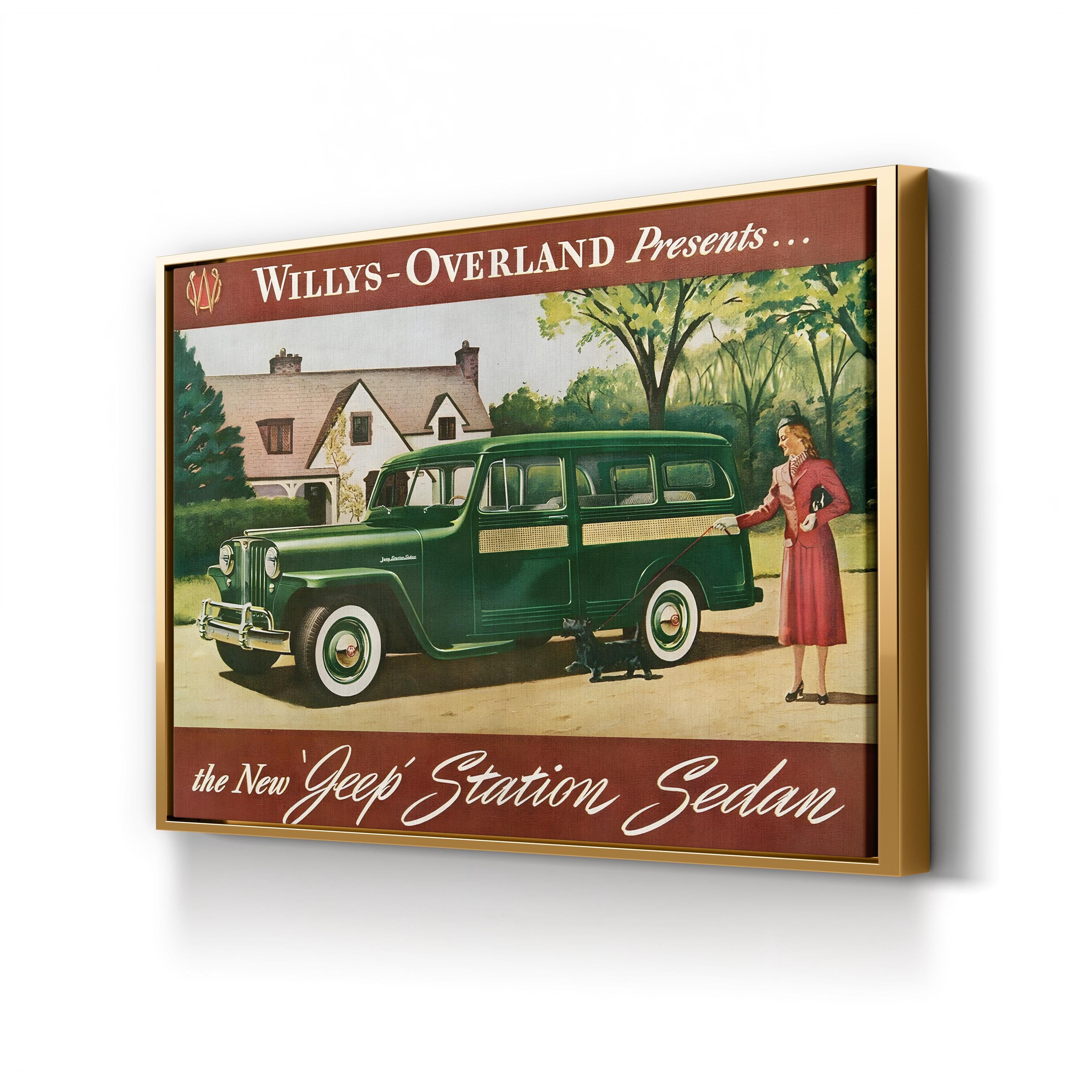 Willys Magazine Advert Detail, 1940s – Period Advertisement Wall Art | American Automotive Canvas Print