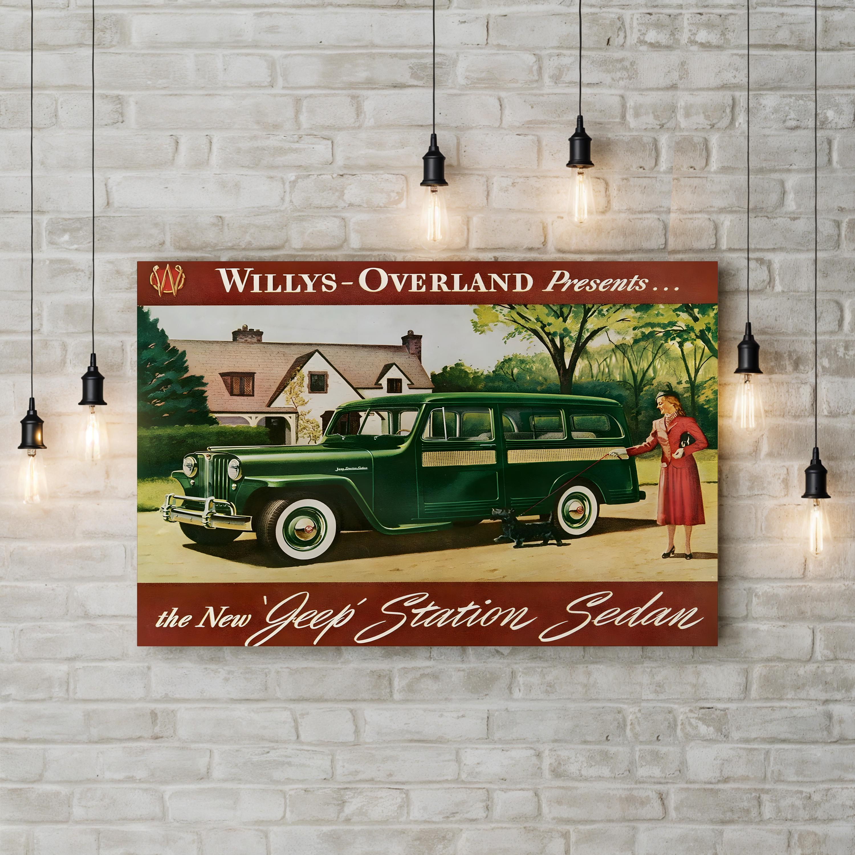 Willys Magazine Advert Detail, 1940s – Period Advertisement Wall Art | American Automotive Canvas Print