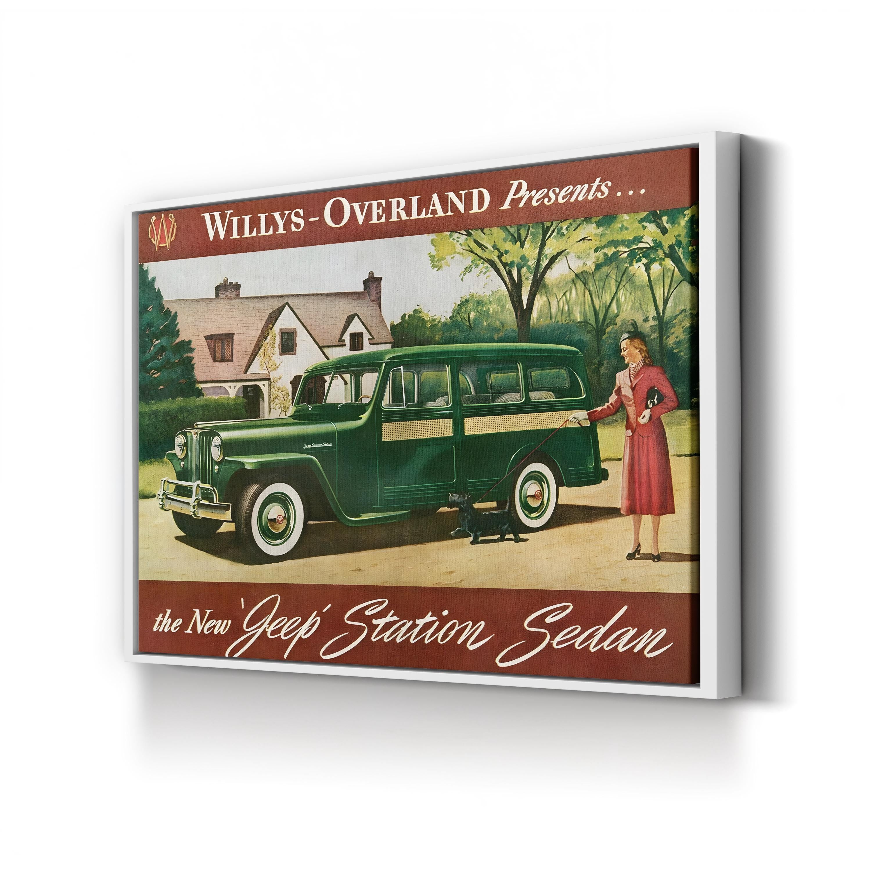 Willys Magazine Advert Detail, 1940s – Period Advertisement Wall Art | American Automotive Canvas Print