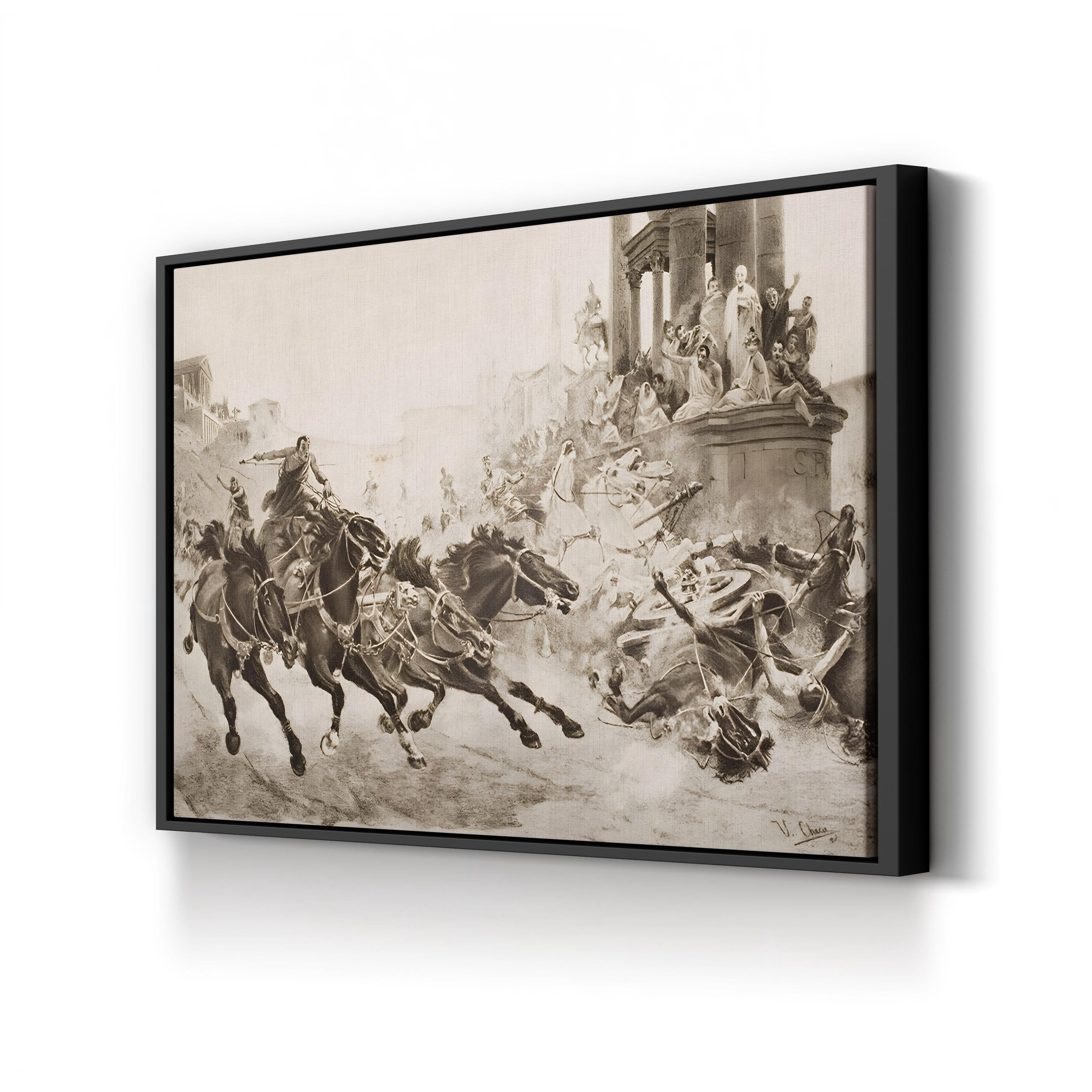 A Roman Chariot Race, Ancient Rome, Italy — Classical Historical Illustration Wall Art by U. Checa