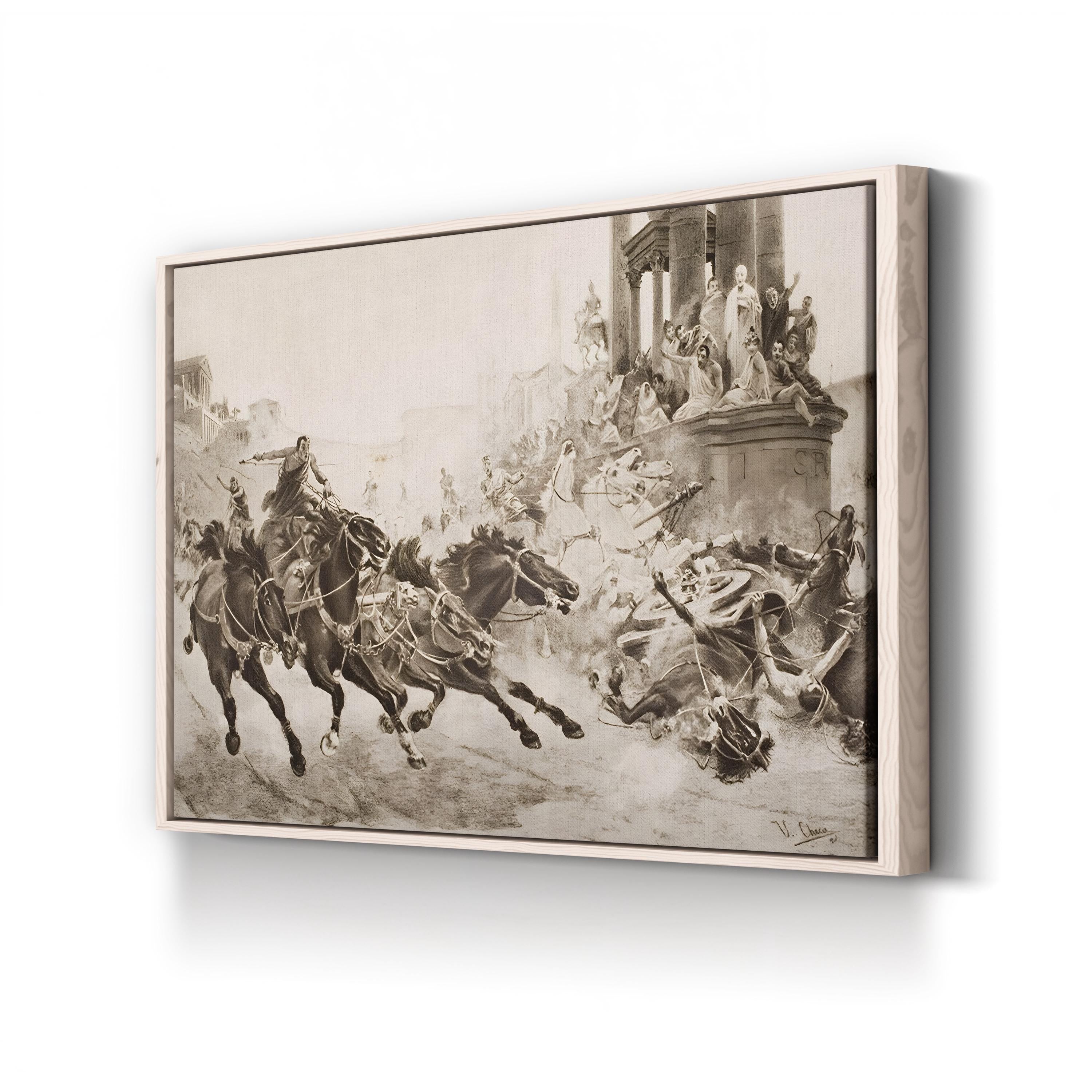 A Roman Chariot Race, Ancient Rome, Italy — Classical Historical Illustration Wall Art by U. Checa