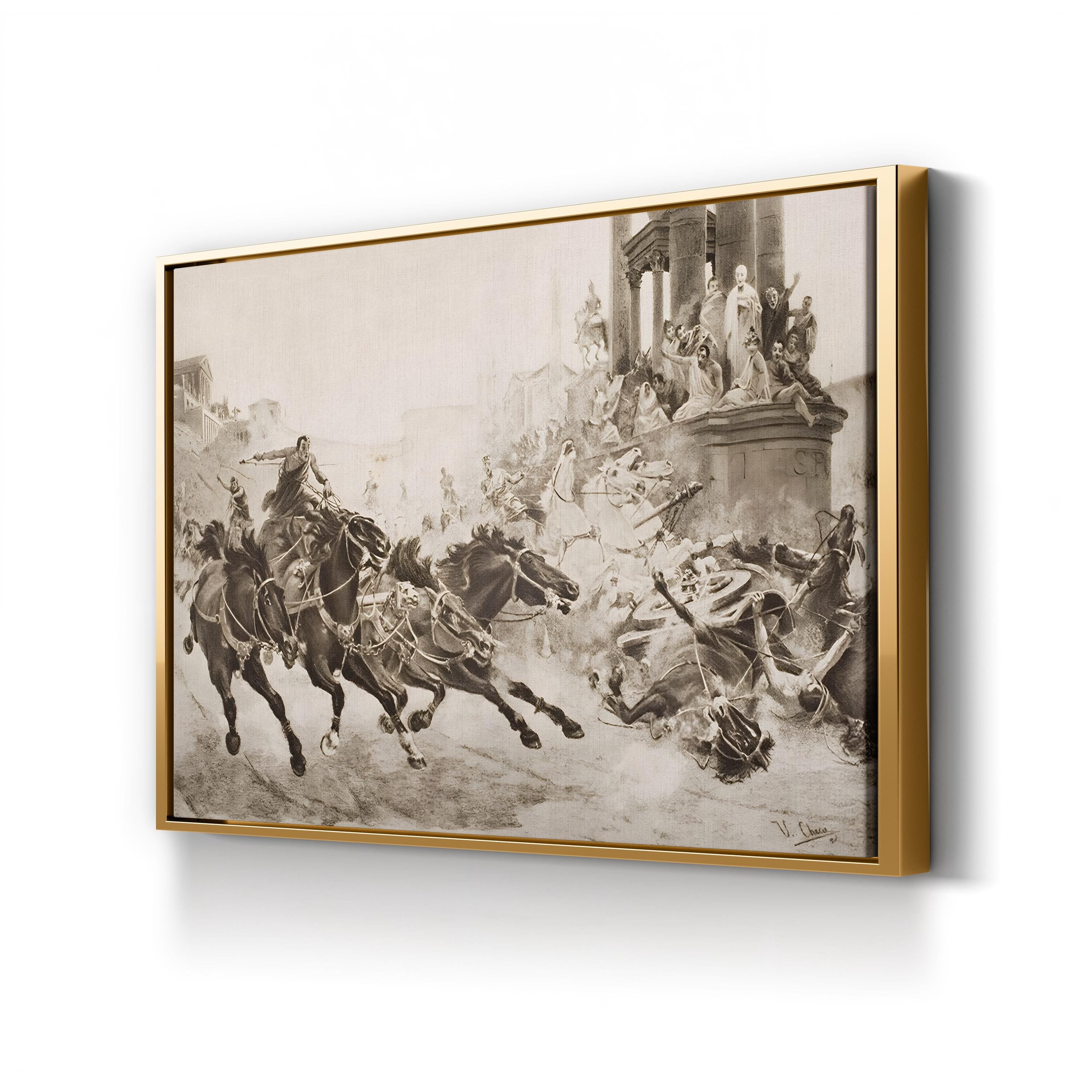 A Roman Chariot Race, Ancient Rome, Italy — Classical Historical Illustration Wall Art by U. Checa