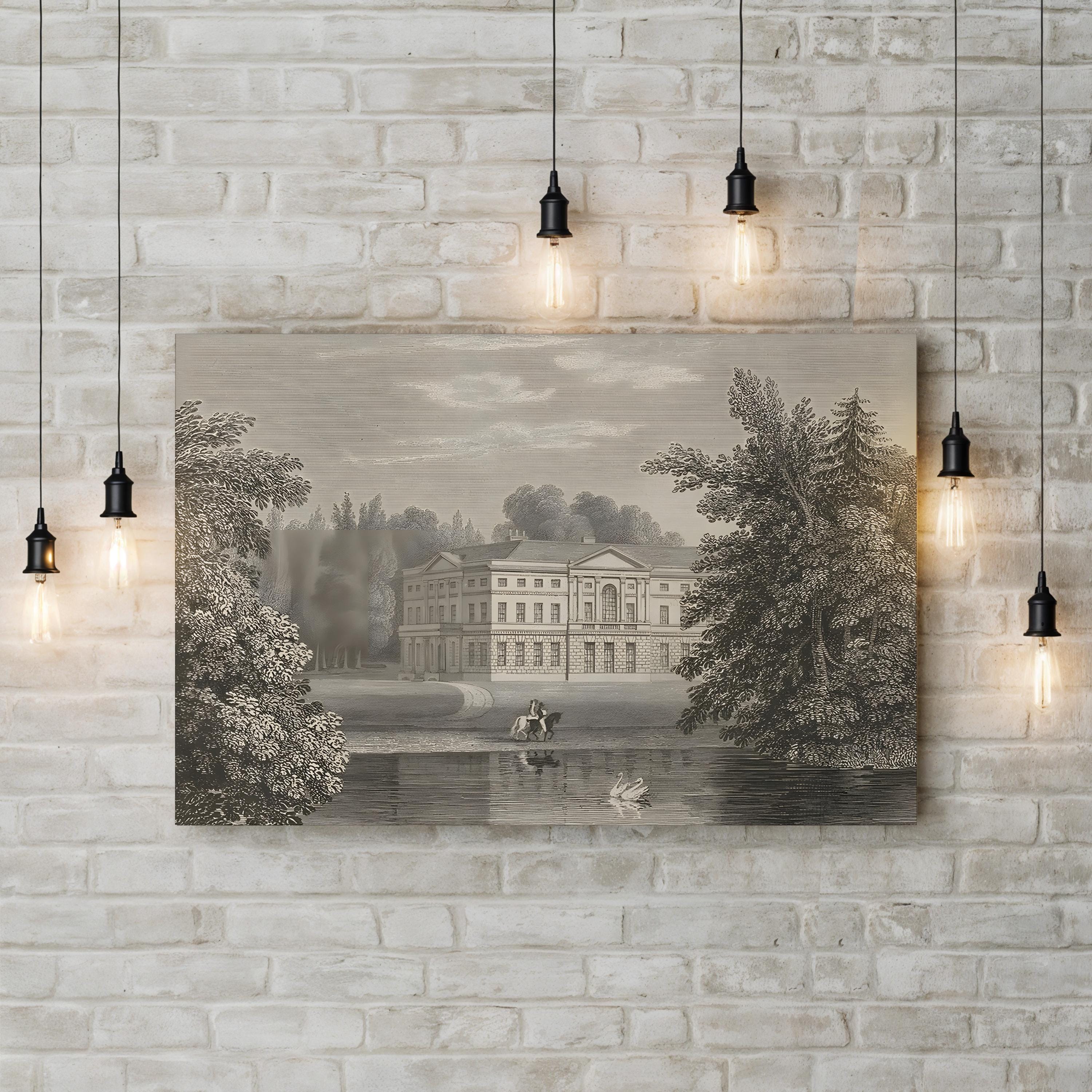 Busbridge Estate Drawing II, Surrey, England — Vintage Architectural Landscape Wall Art by Wild Apple Portfolio