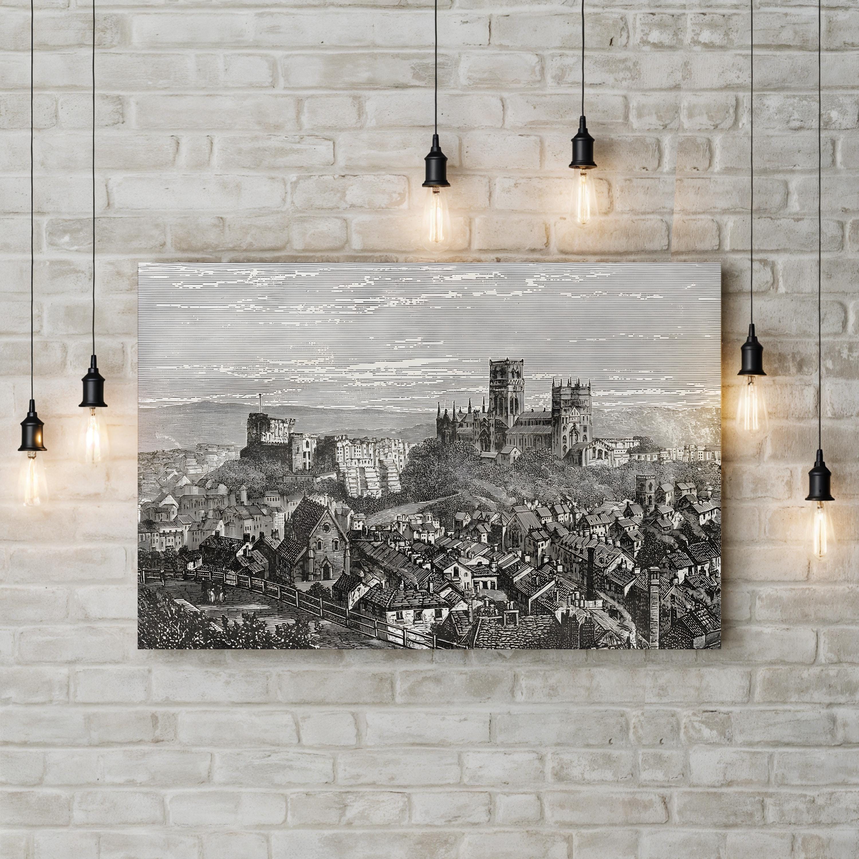 Durham Cathedral and Castle, Durham, England Wall Art — Late 19th Century English Architectural Illustration