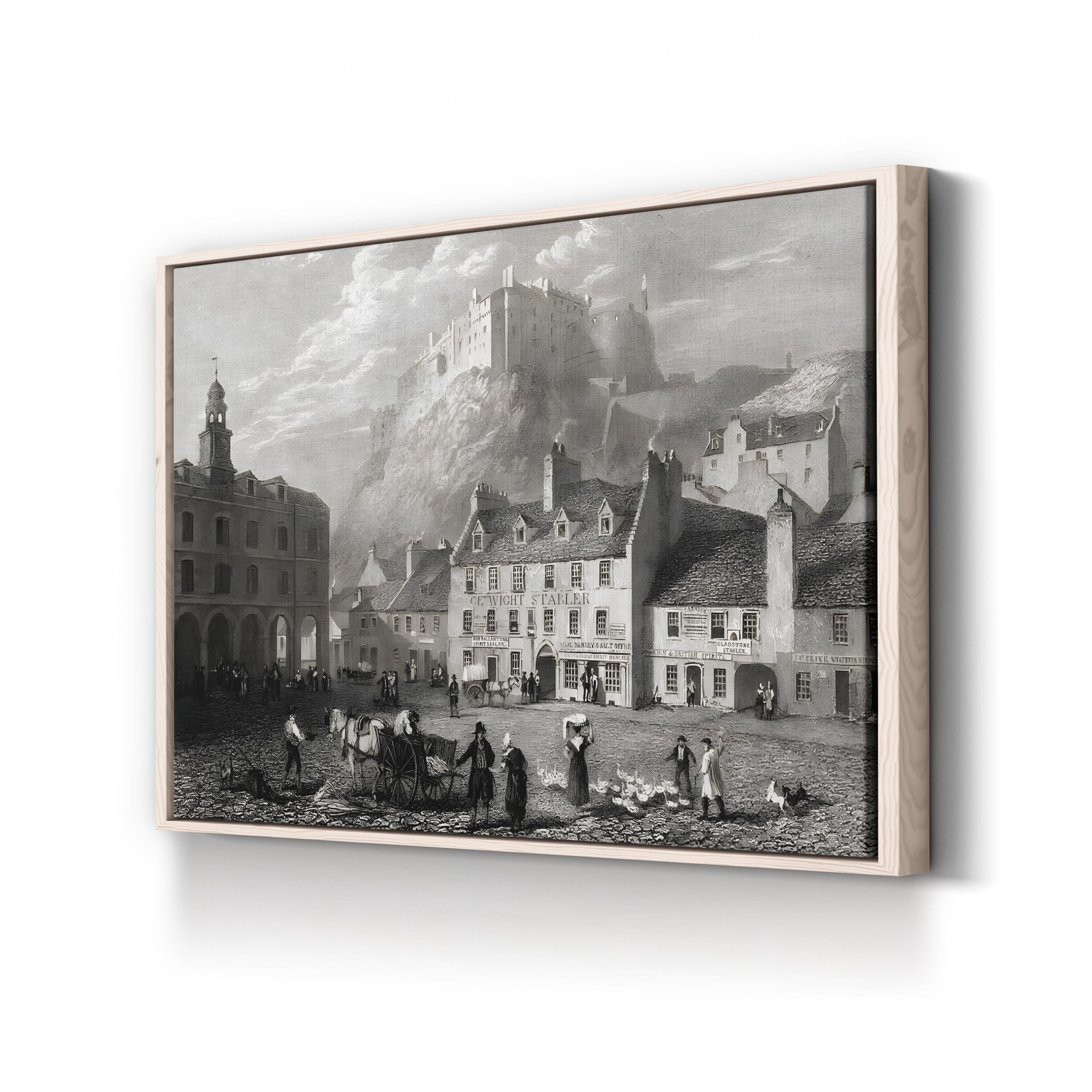 Edinburgh Castle from the Grassmarket, Edinburgh, Scotland Wall Art — 1832 Robert Batty Topographical Engraving