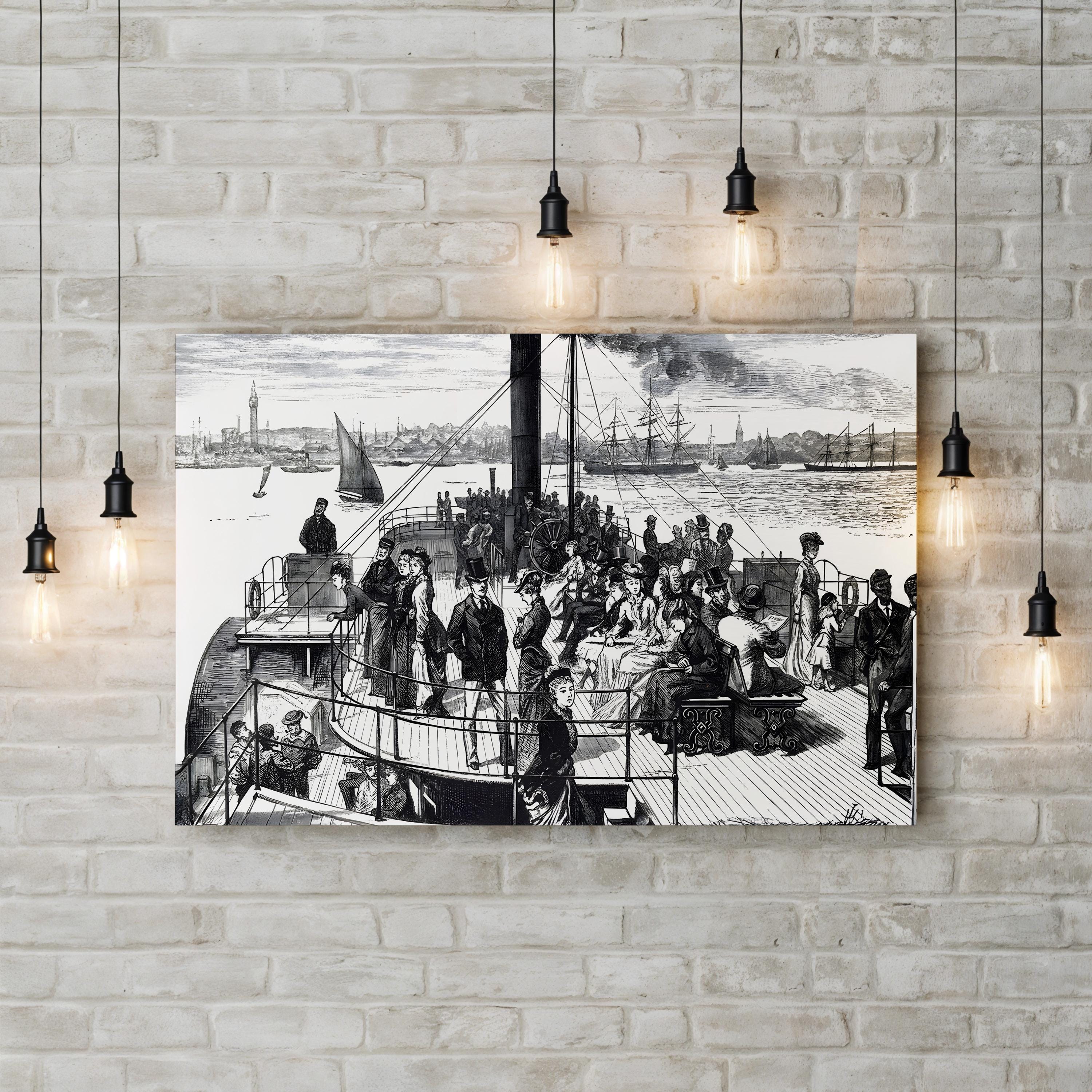 Ferry Crossing the Mersey, Liverpool, England Wall Art — 19th Century Maritime Engraving | Photography, UIG