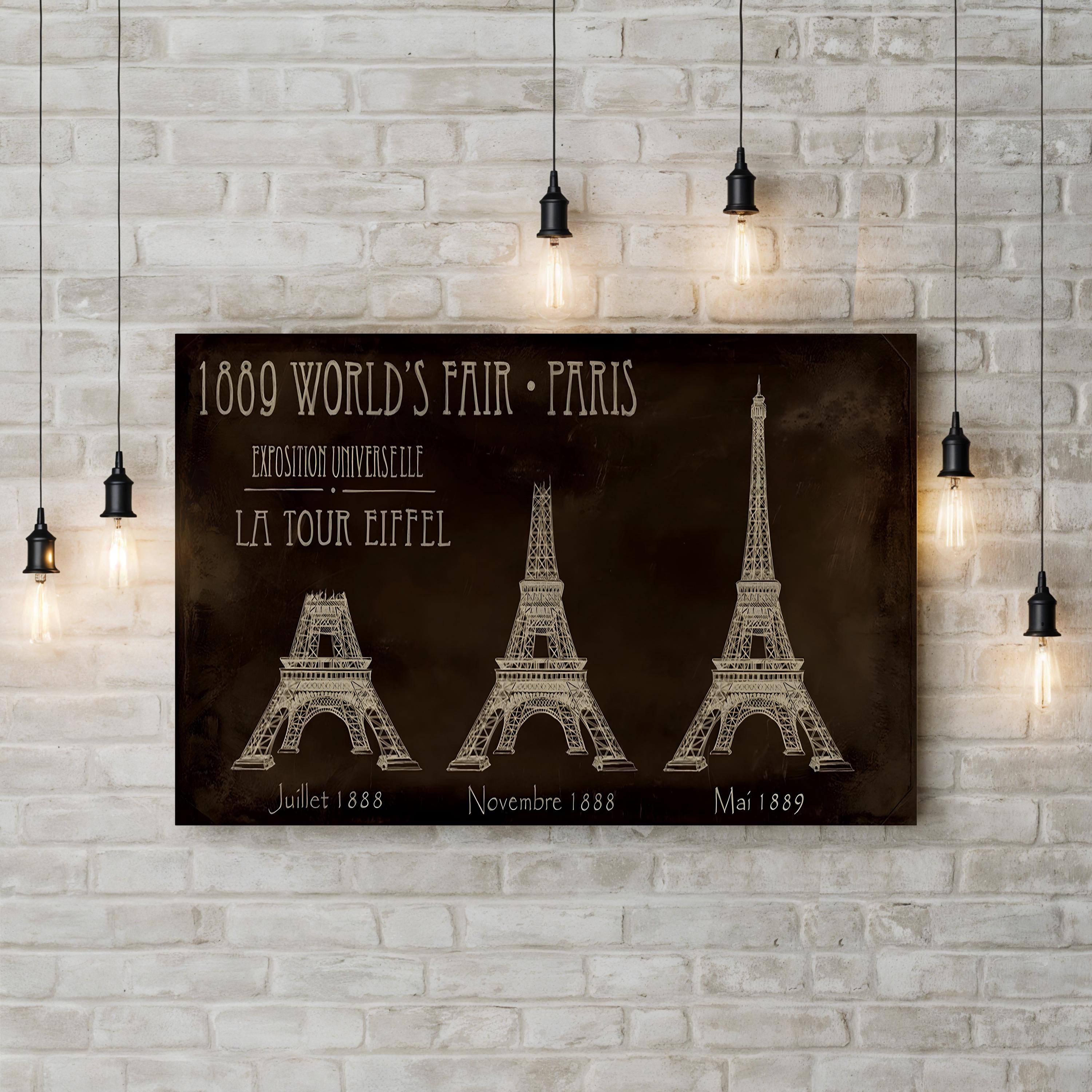 Eiffel Tower Construction Poster, Exposition Universelle, Paris, France 1889 Wall Art — Architectural Evolution Illustration
