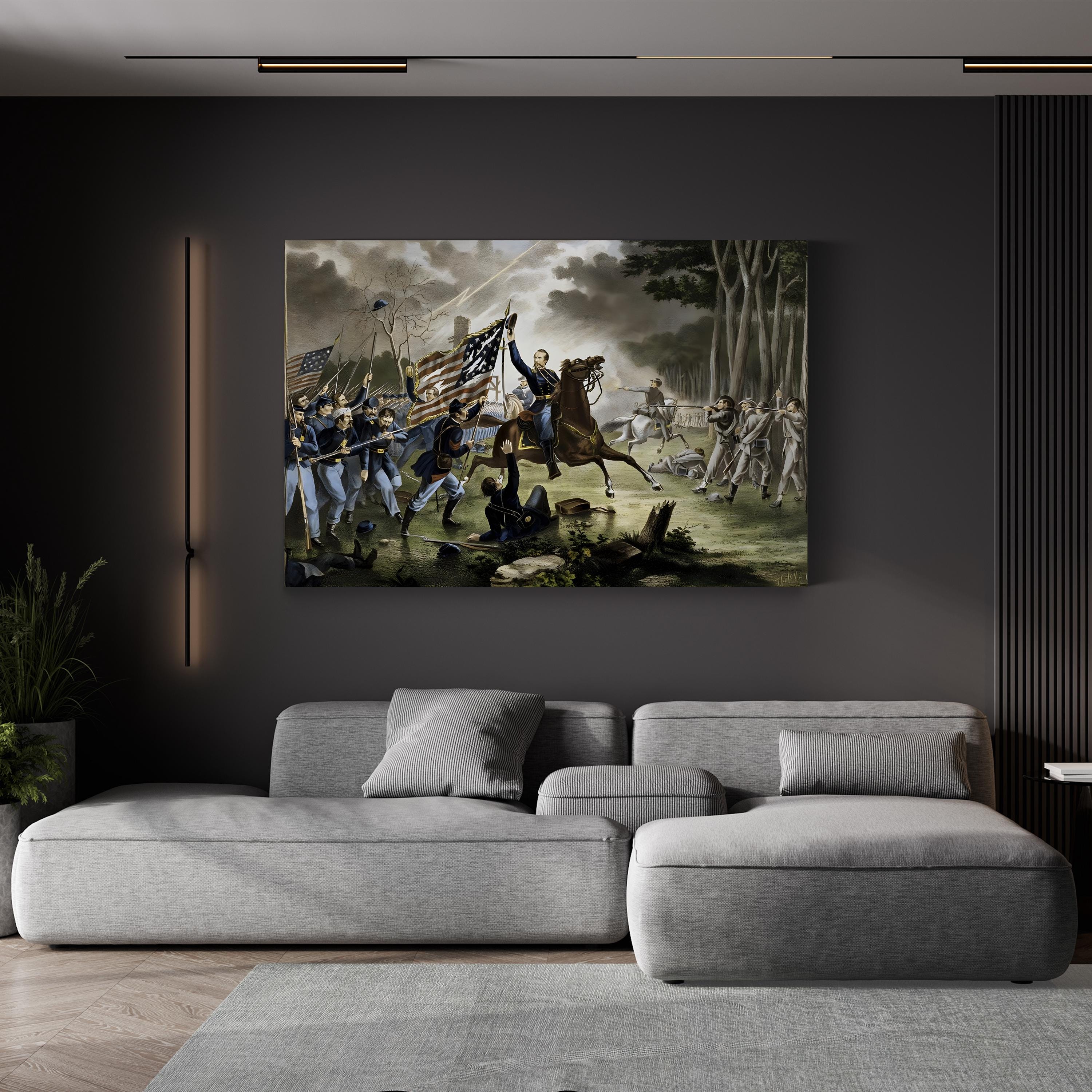 General Philip Kearny’s Fatal Charge at the Battle of Chantilly Wall Art — Civil War Historical Print