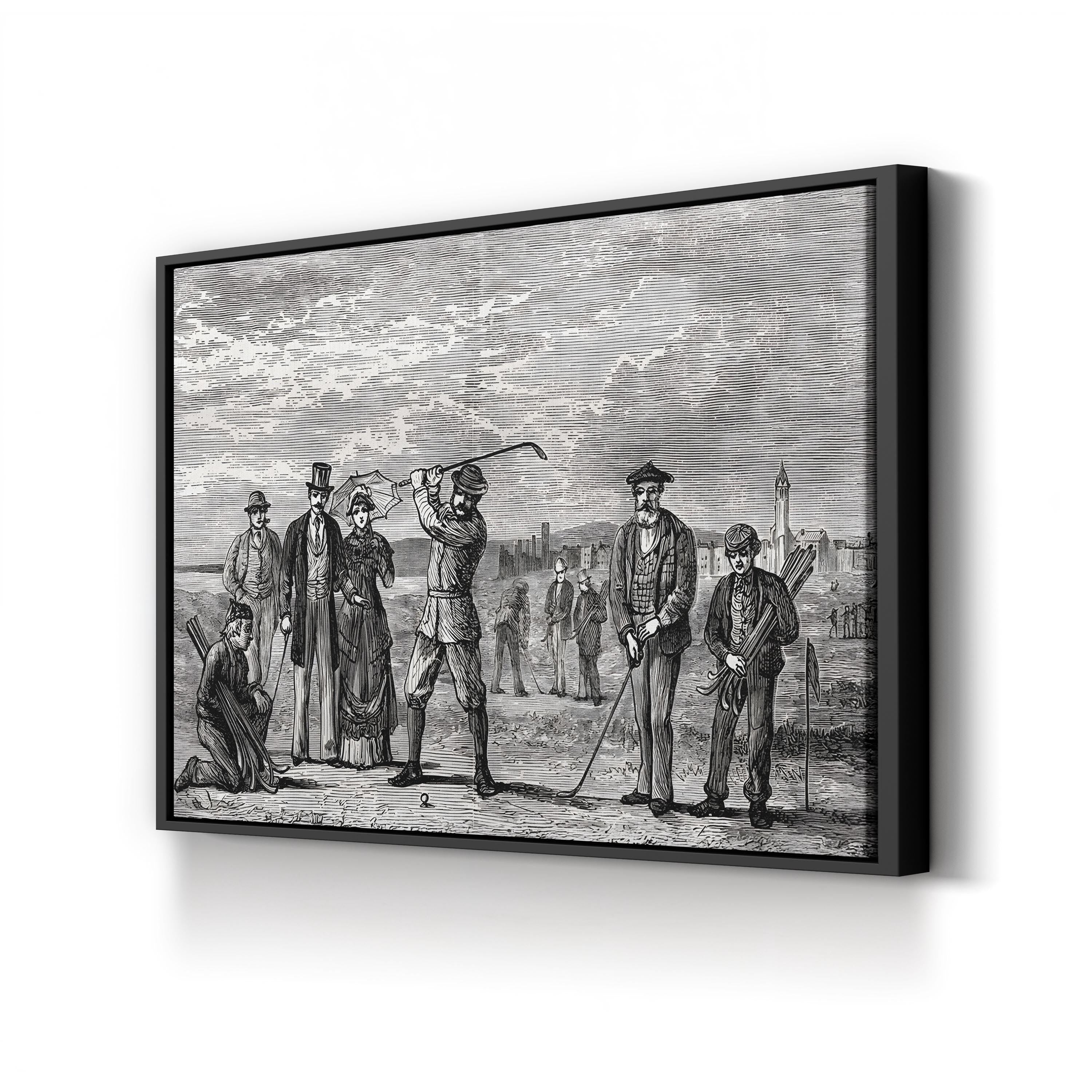 Golfers on St Andrews Links, Fife Scotland 1898 Wall Art — Vintage Scottish Golf Illustration
