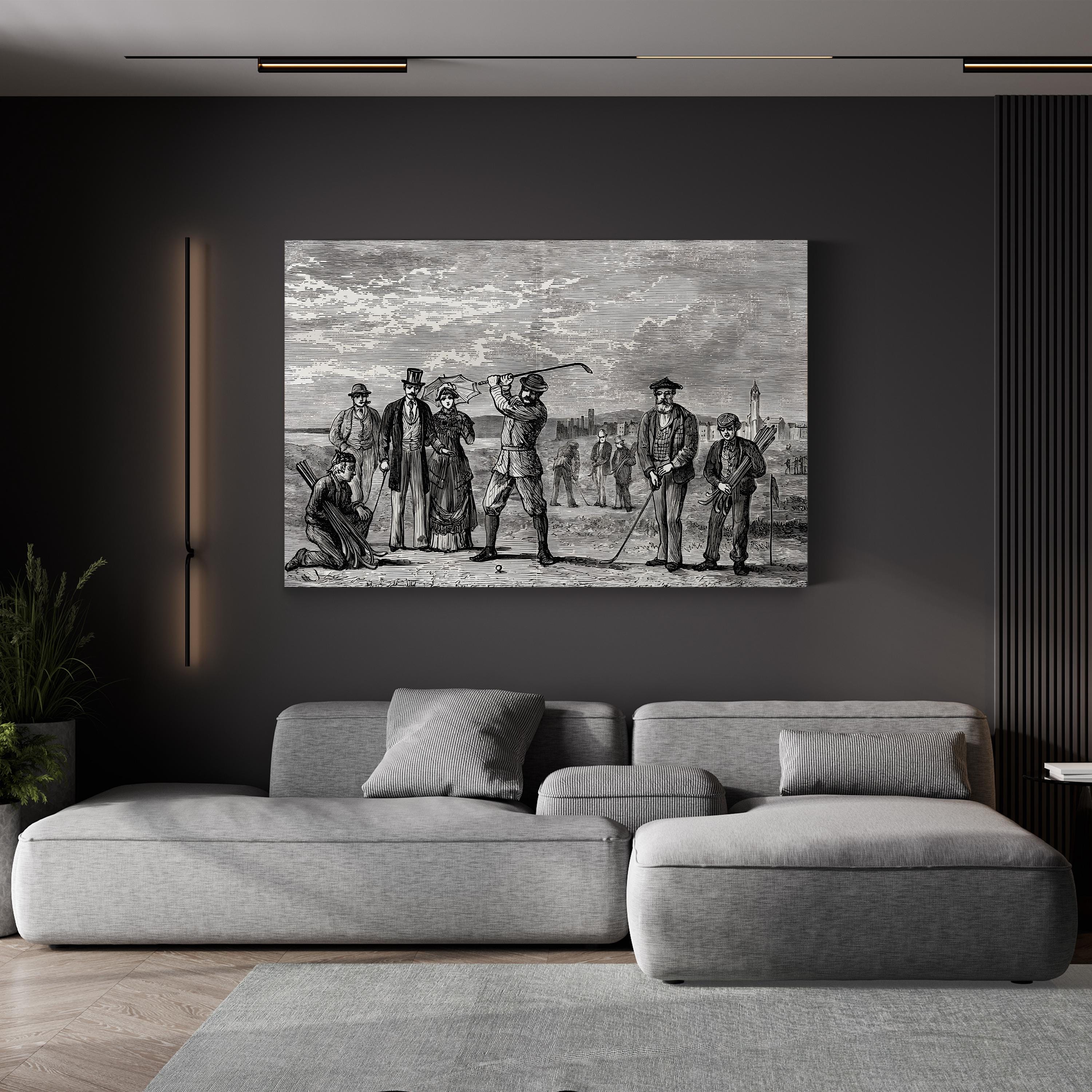 Golfers on St Andrews Links, Fife Scotland 1898 Wall Art — Vintage Scottish Golf Illustration