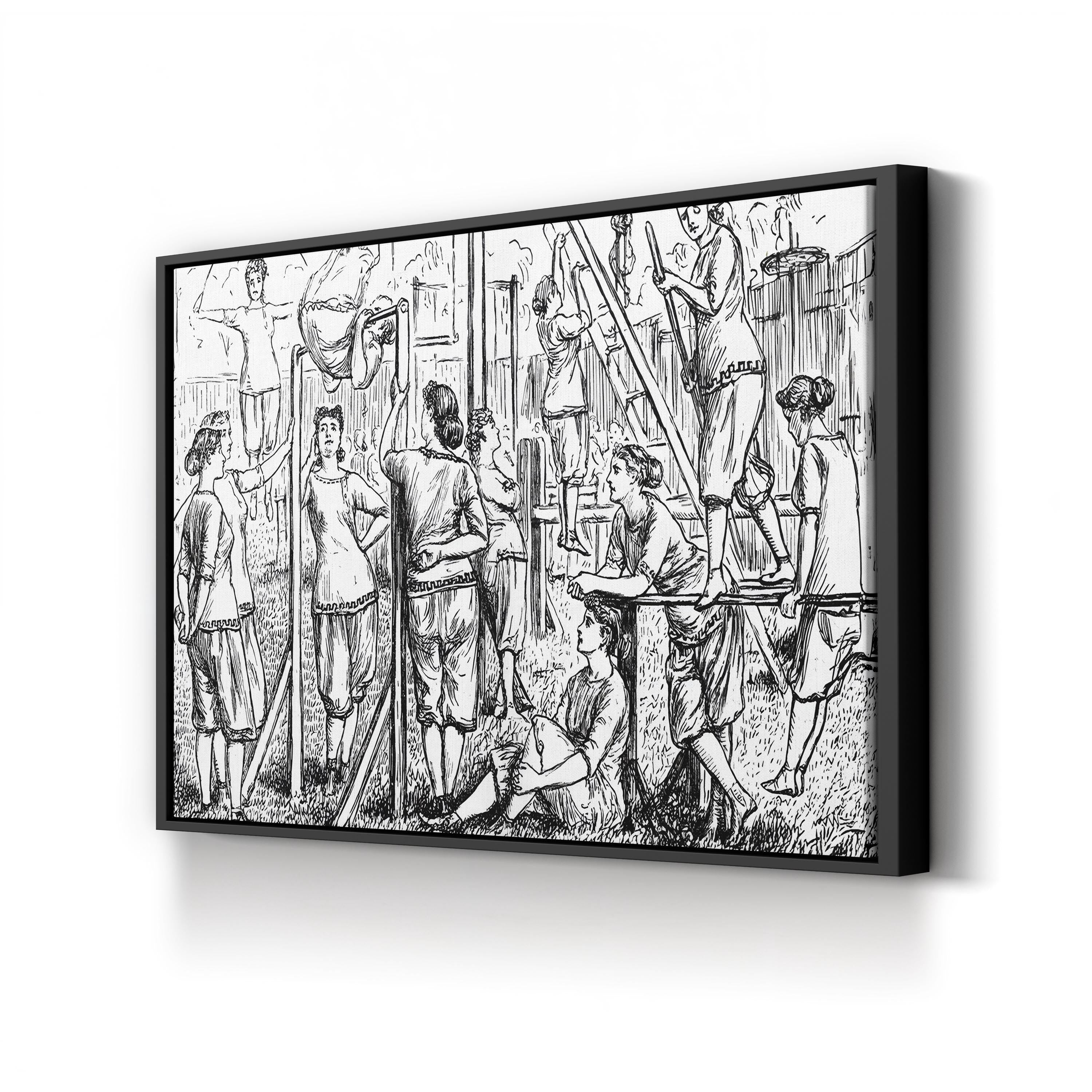 Calisthenic College for Lady Muscular Christians, c. 1867 canvas print in Black frame
