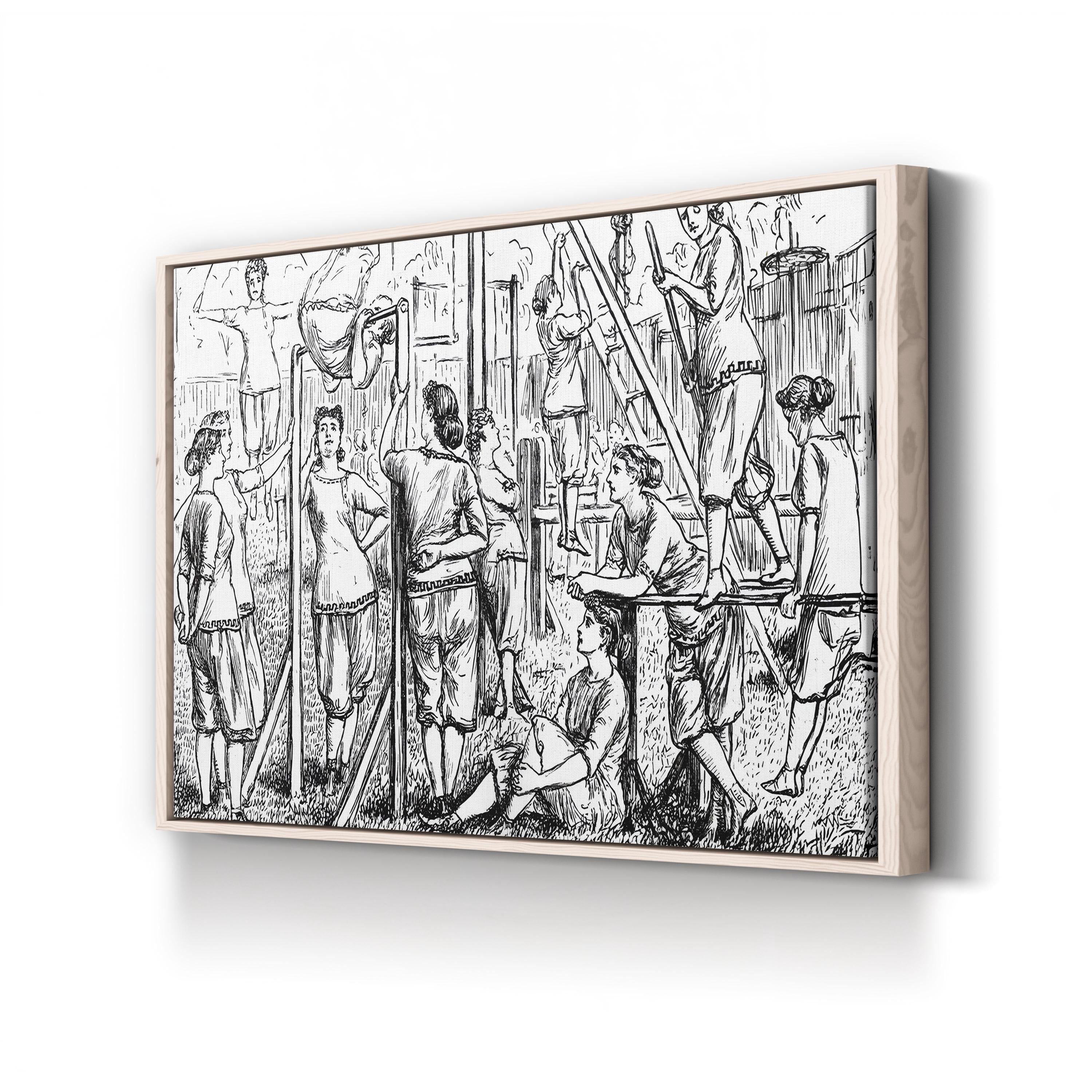 Calisthenic College for Lady Muscular Christians, c. 1867 canvas print in Oak frame