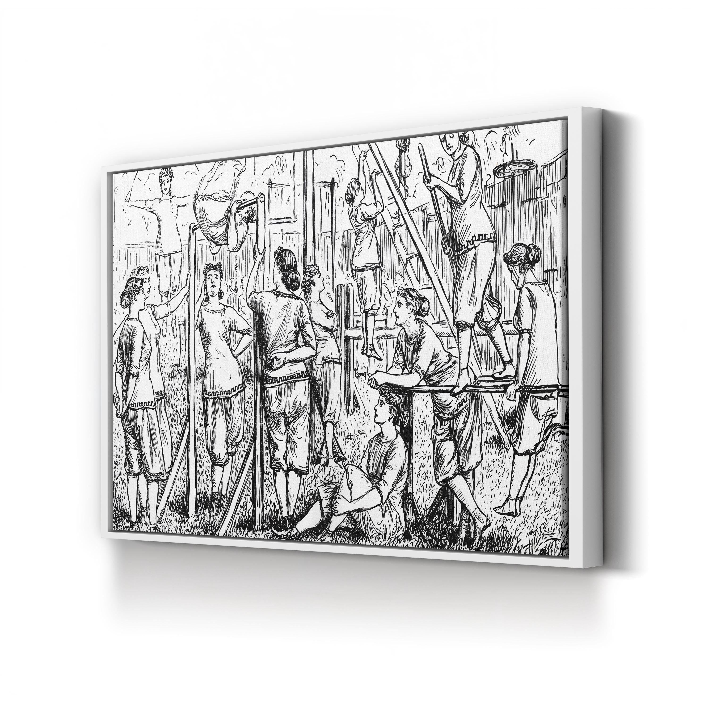 Calisthenic College for Lady Muscular Christians, c. 1867 canvas print in White frame