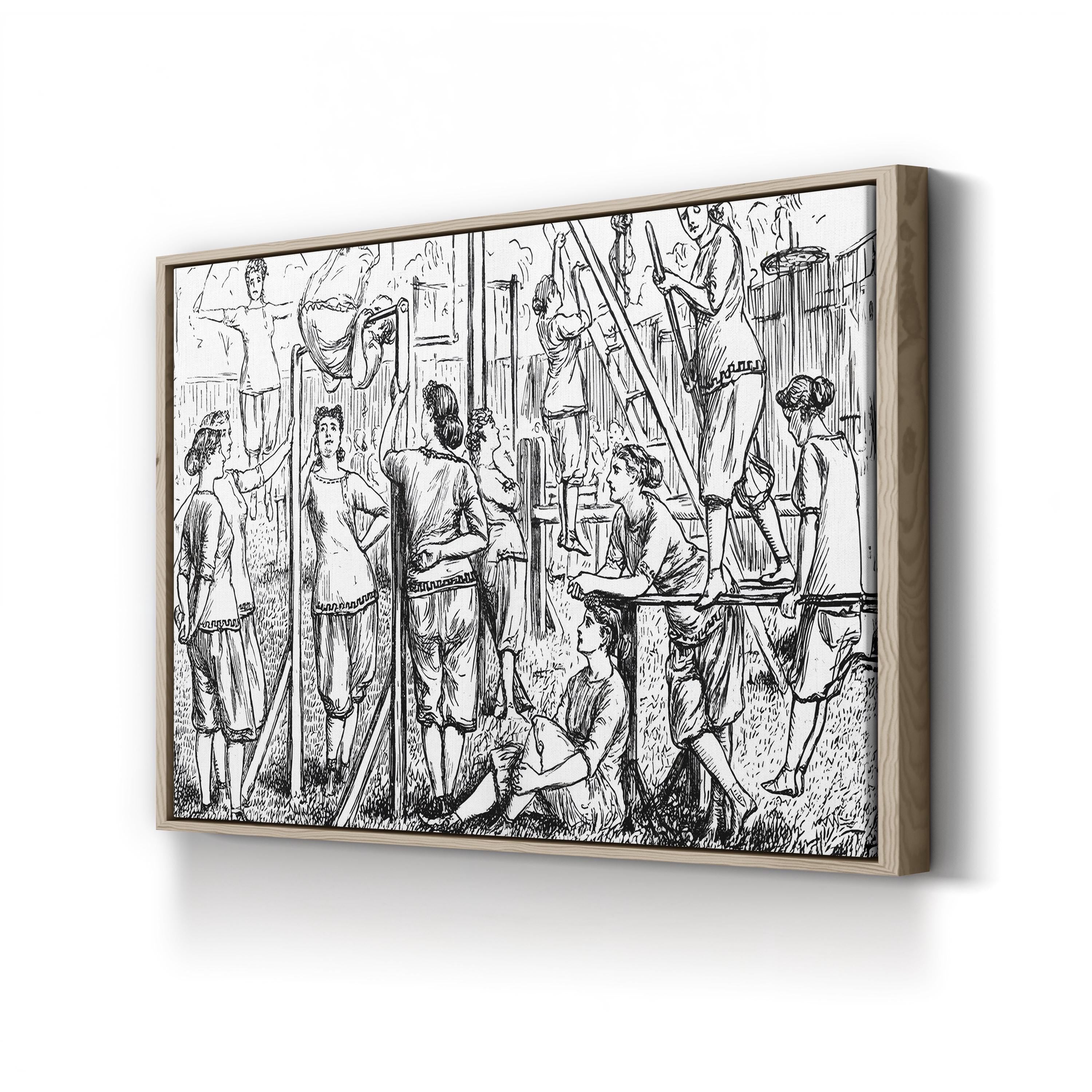 Calisthenic College for Lady Muscular Christians, c. 1867 canvas print in Natural frame