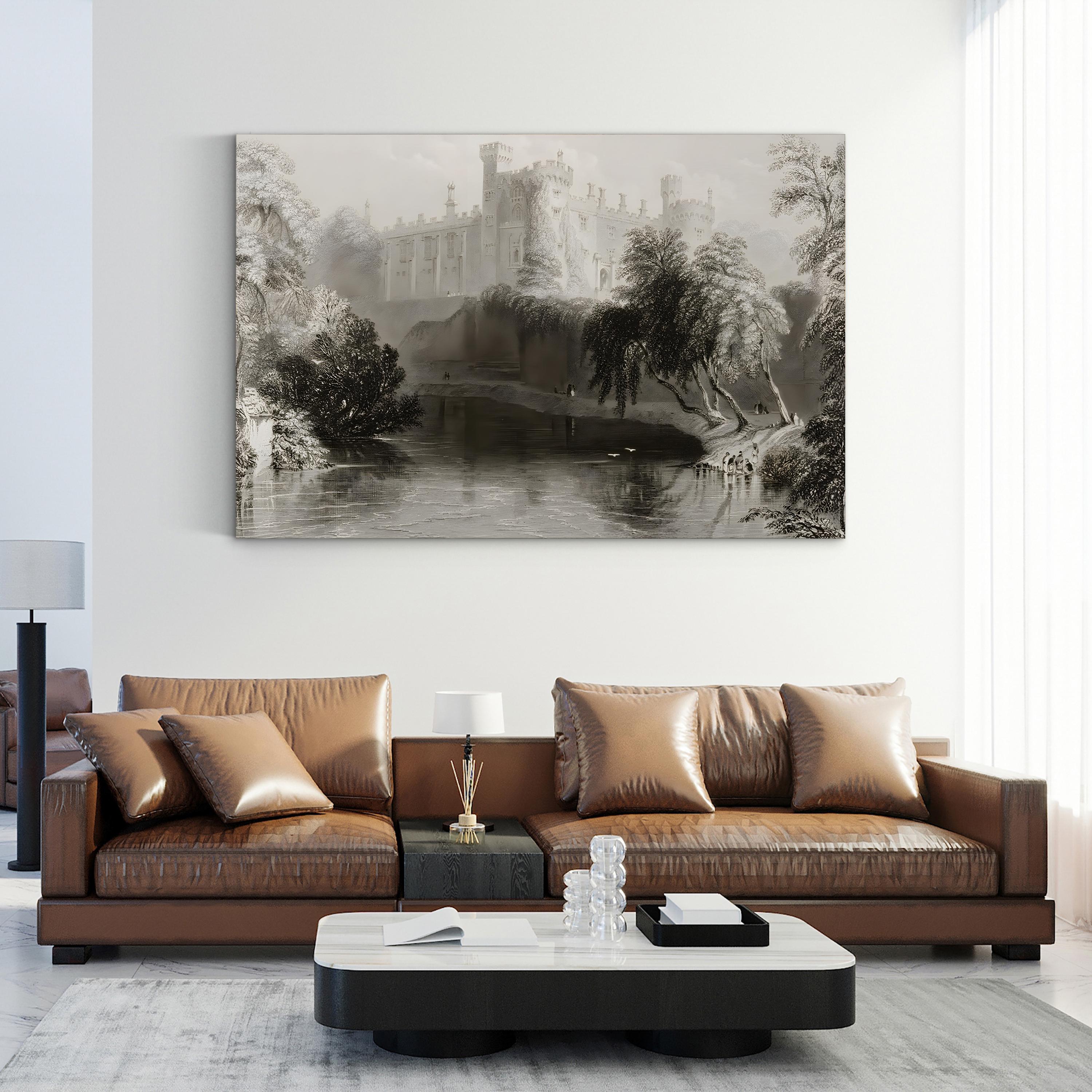 Kilkenny Castle Ireland – Vintage Photography Wall Art | Black & White Landscape Canvas Print