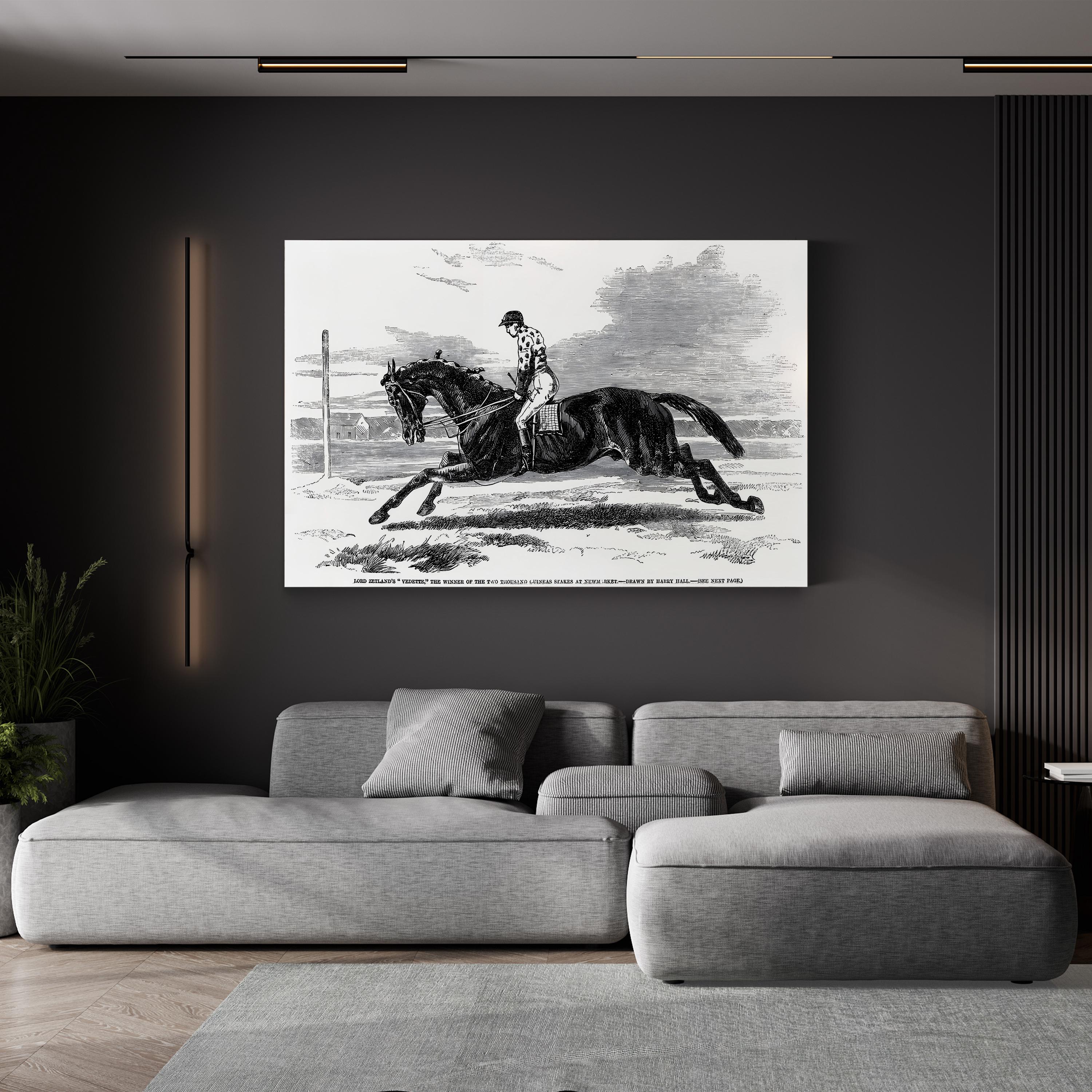 Race Horse, 1857 Wall Art — Lord Zetland’s Vedette Horse Racing Engraving