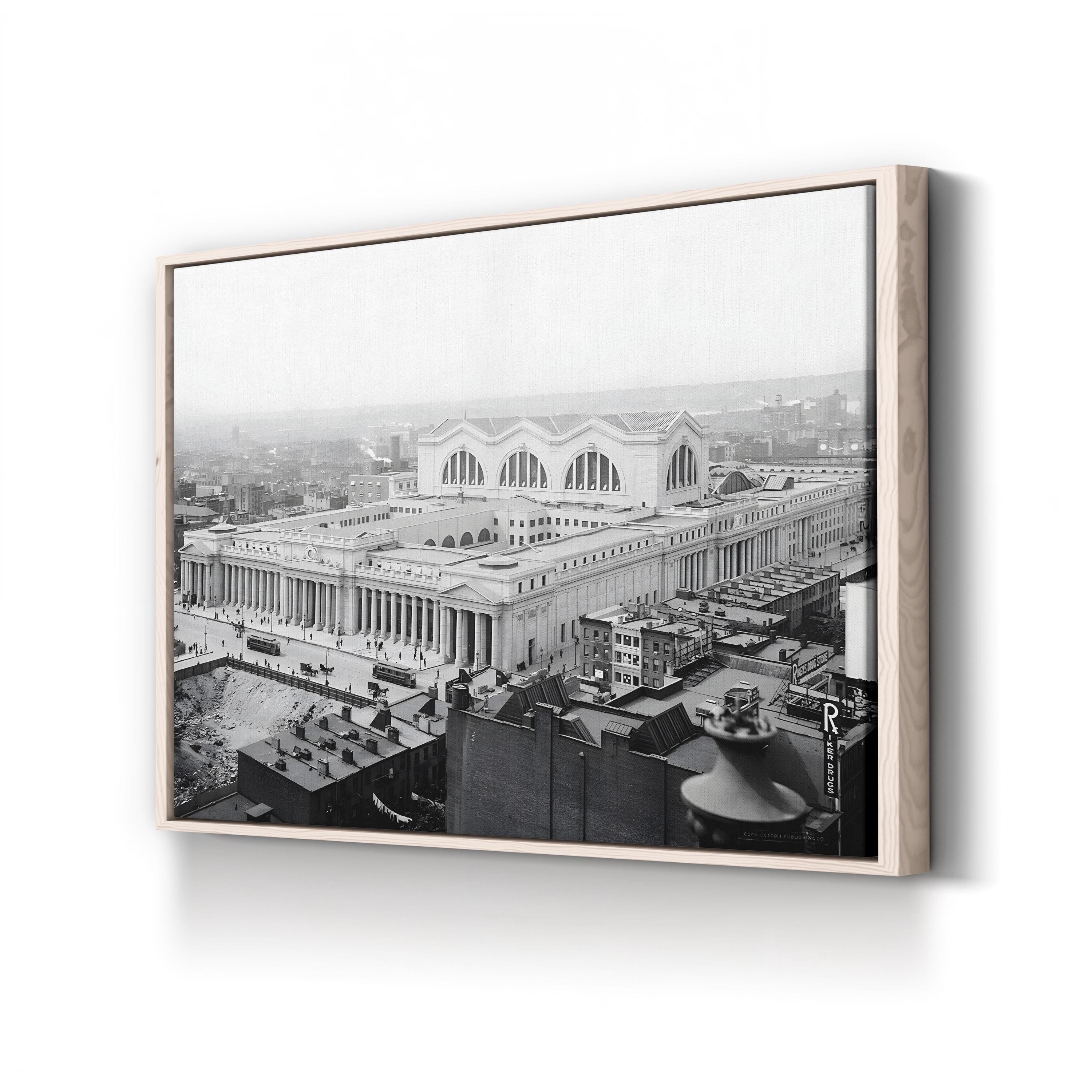 Penn Station, New York City, 1915 Wall Art – Vintage Aerial Black and White Photograph