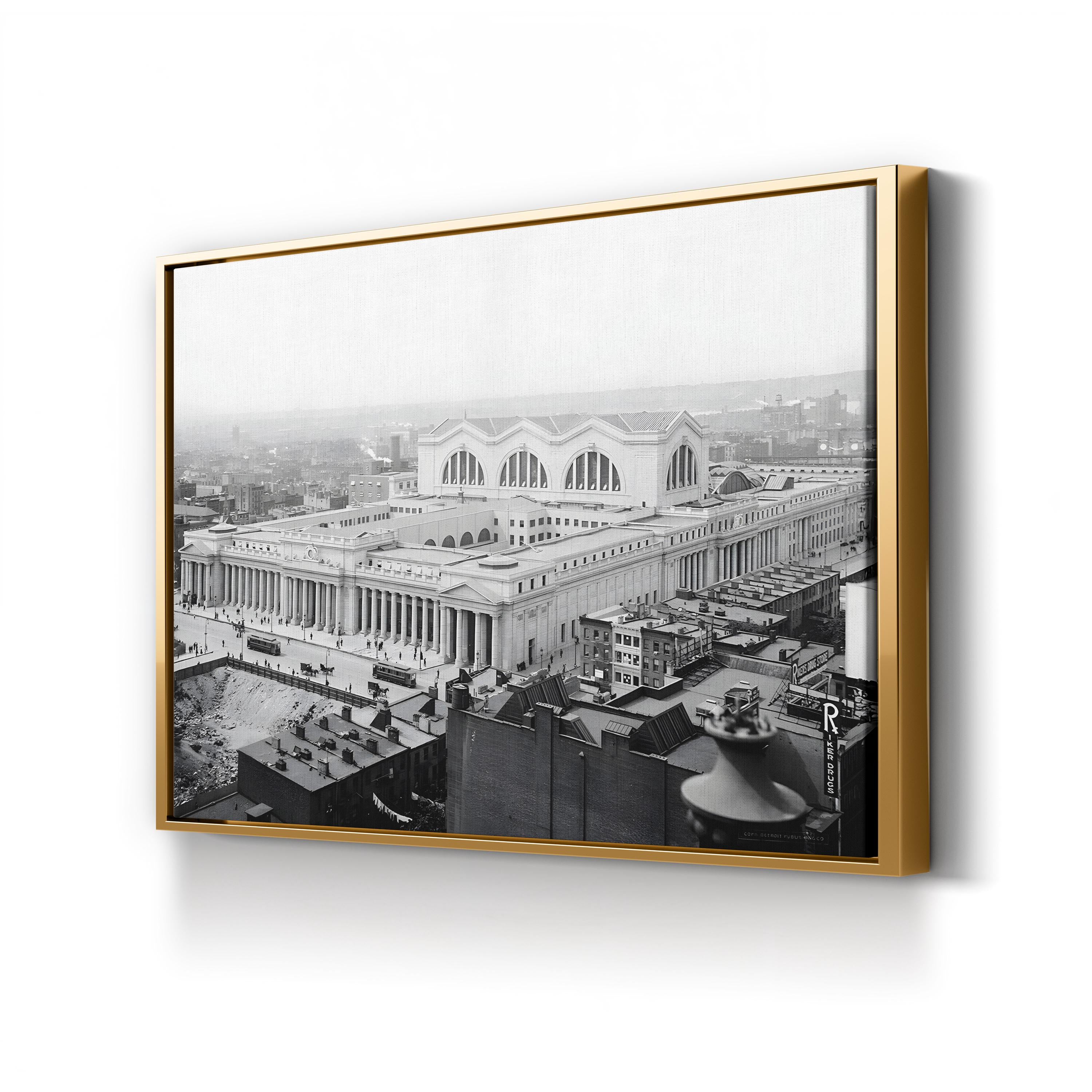 Penn Station, New York City, 1915 Wall Art – Vintage Aerial Black and White Photograph
