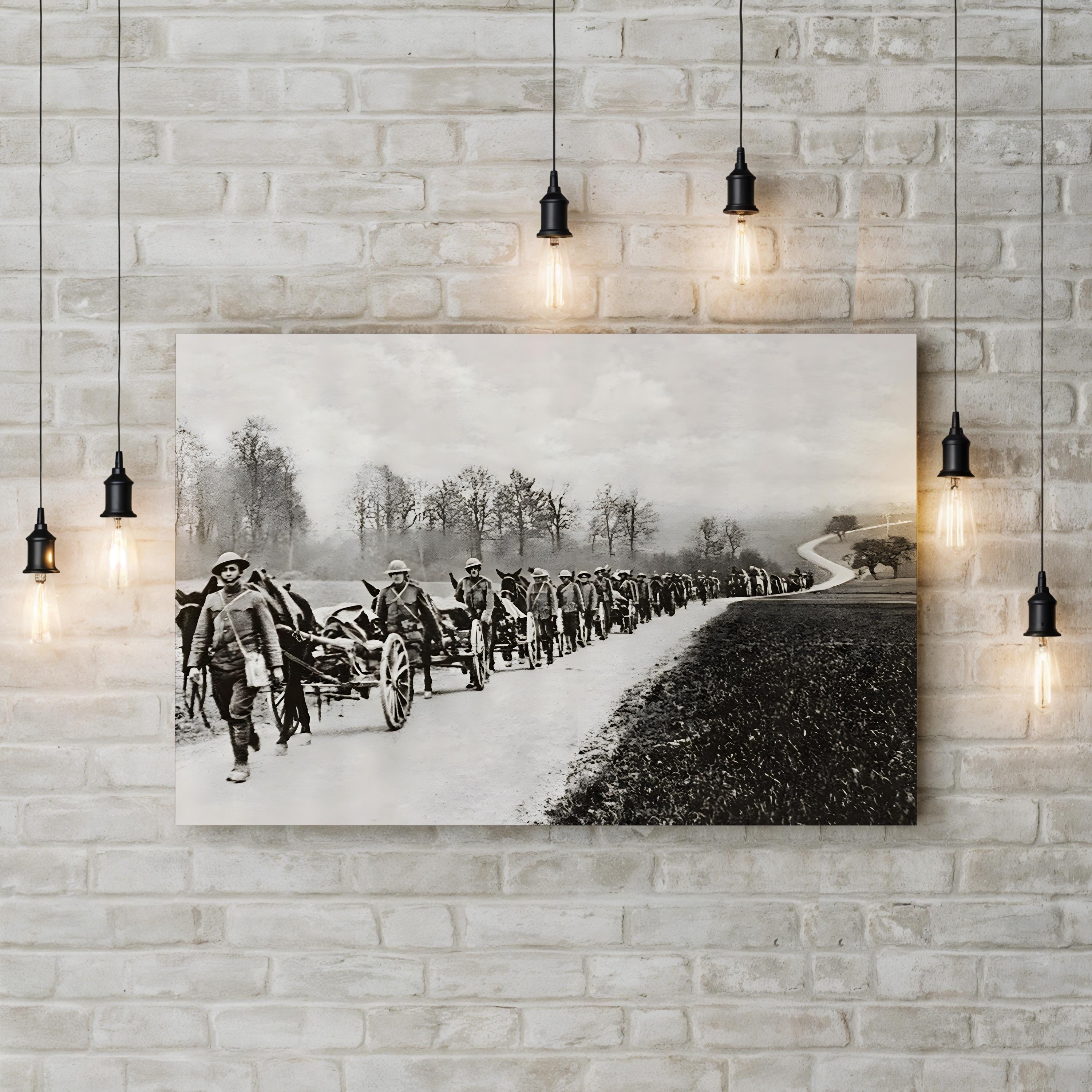 An American Machine-Gun Section on a Road in Flanders, 1917 Wall Art