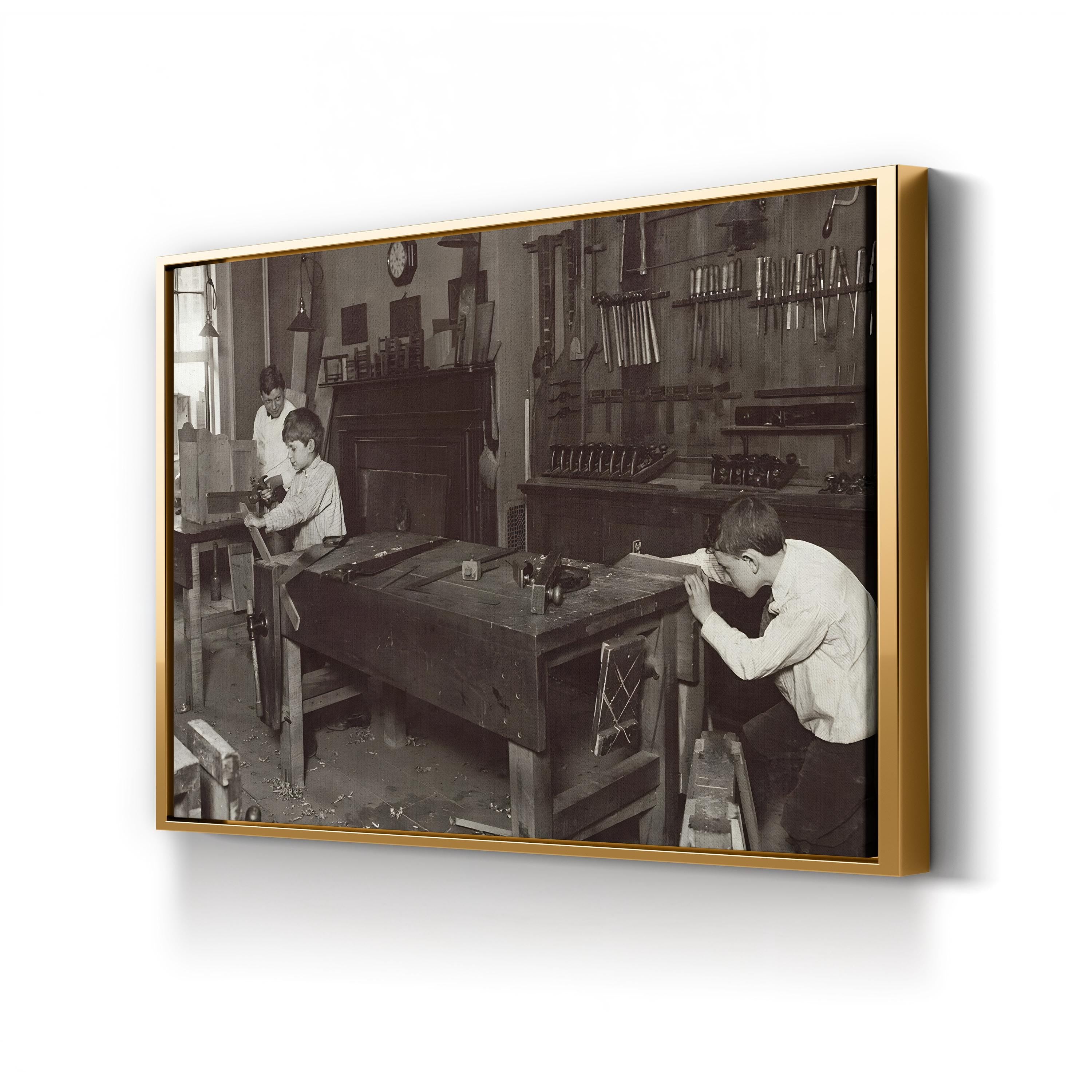 1910 Henry Street Settlement, New York Carpentry Class Photograph Print