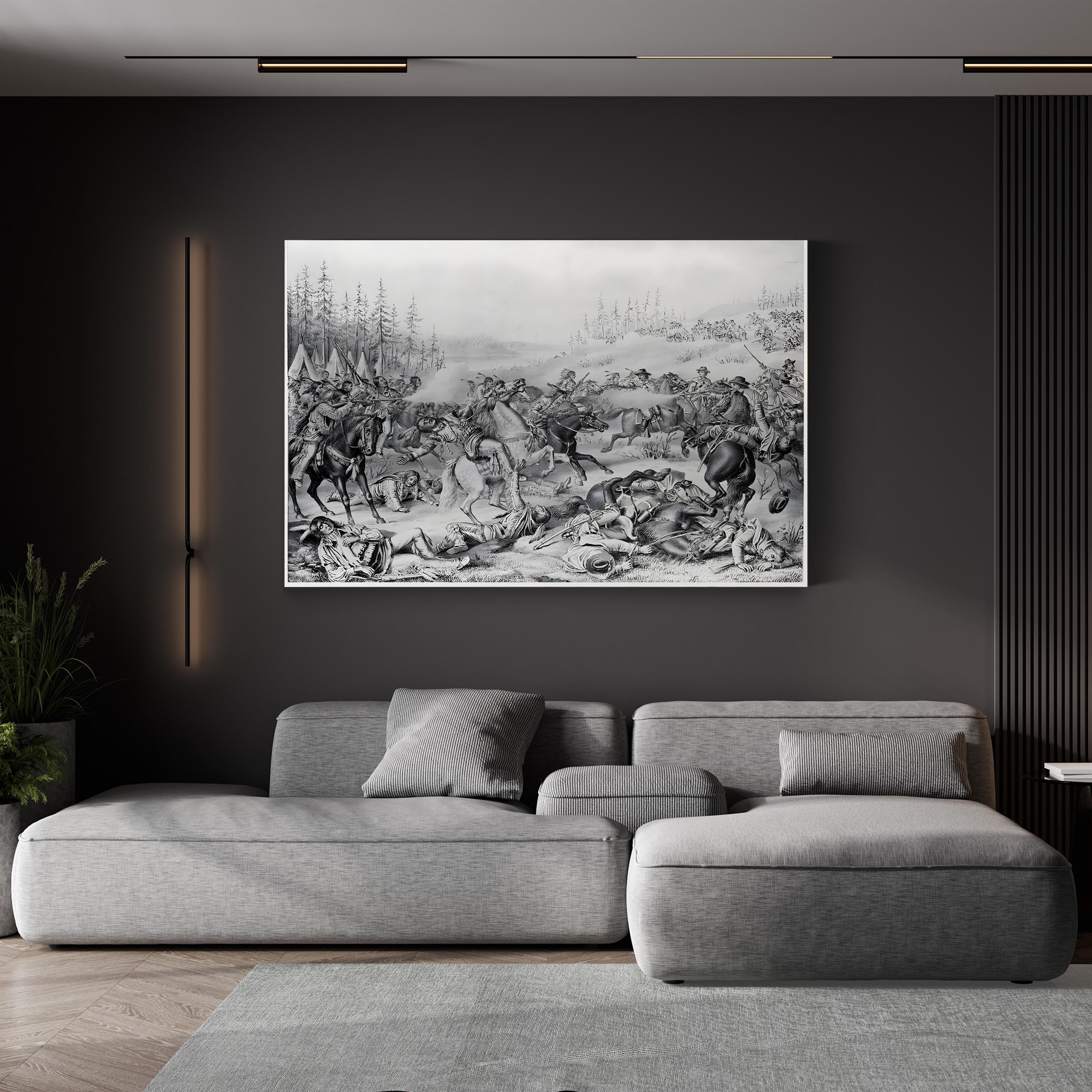 Capture and Death of Sitting Bull Lithograph Canvas Print – Native American History Wall Art
