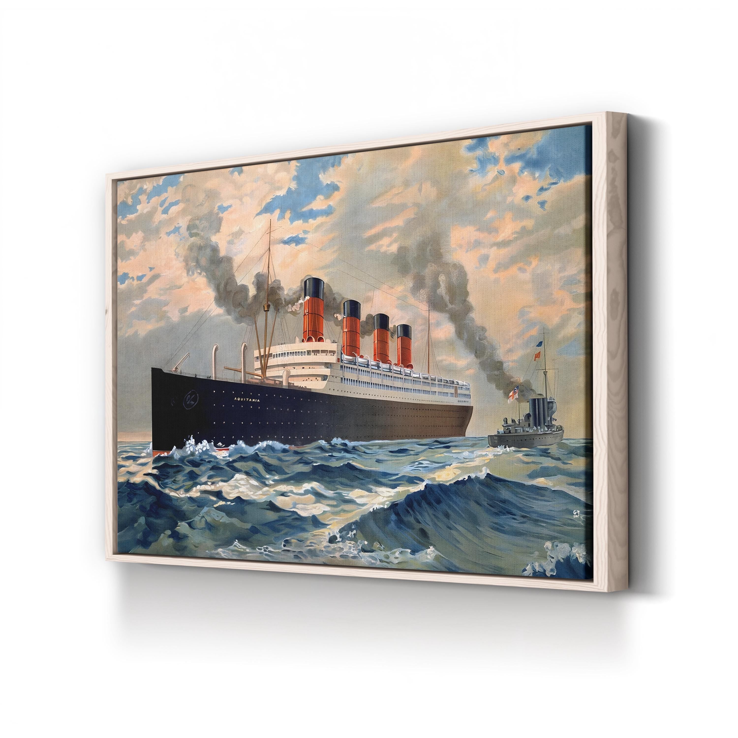 RMS Aquitania Ocean Liner canvas print in Oak Framed Canvas