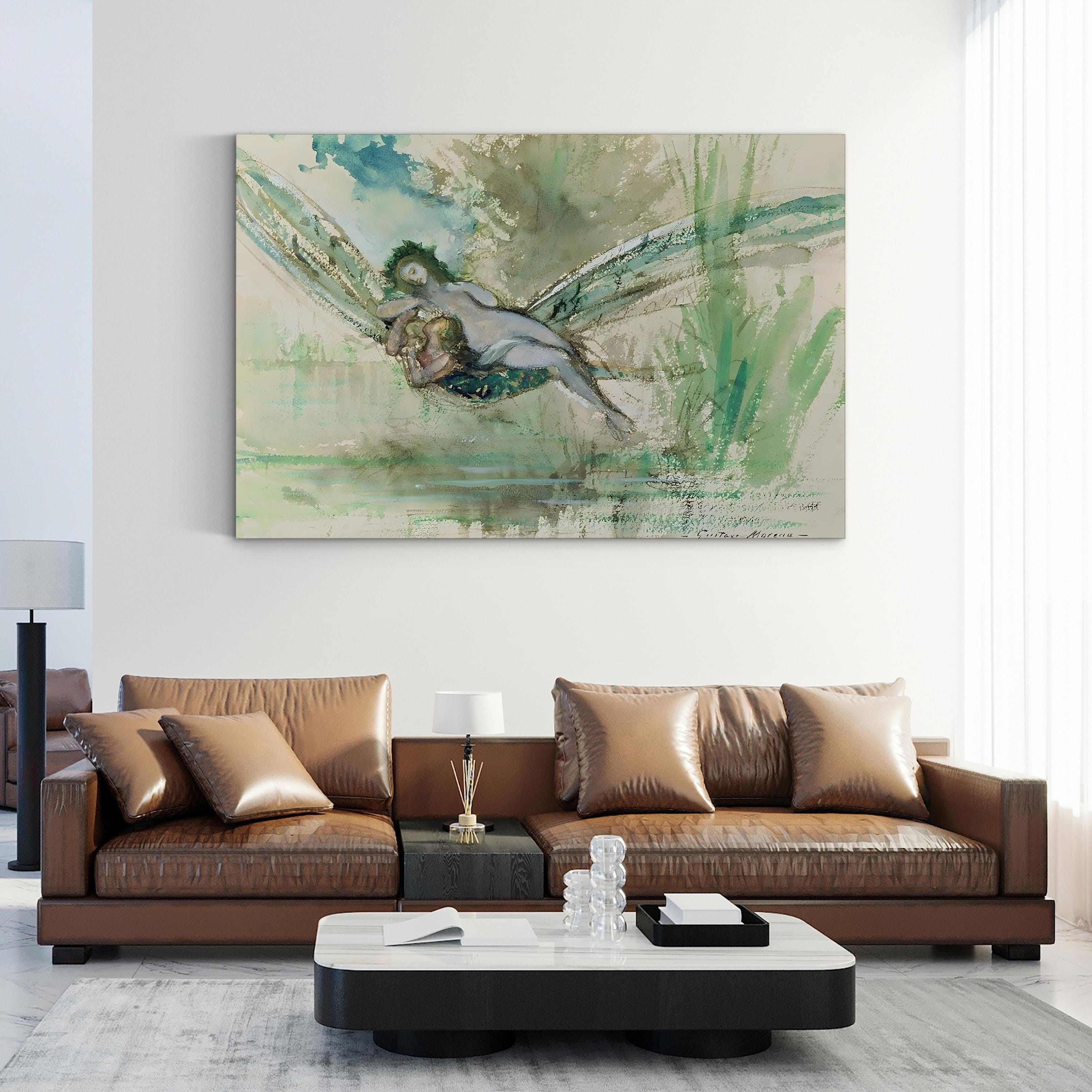 Dragonfly, c. 1884 Wall Art by Gustave Moreau | Symbolist Watercolor Illustration Print
