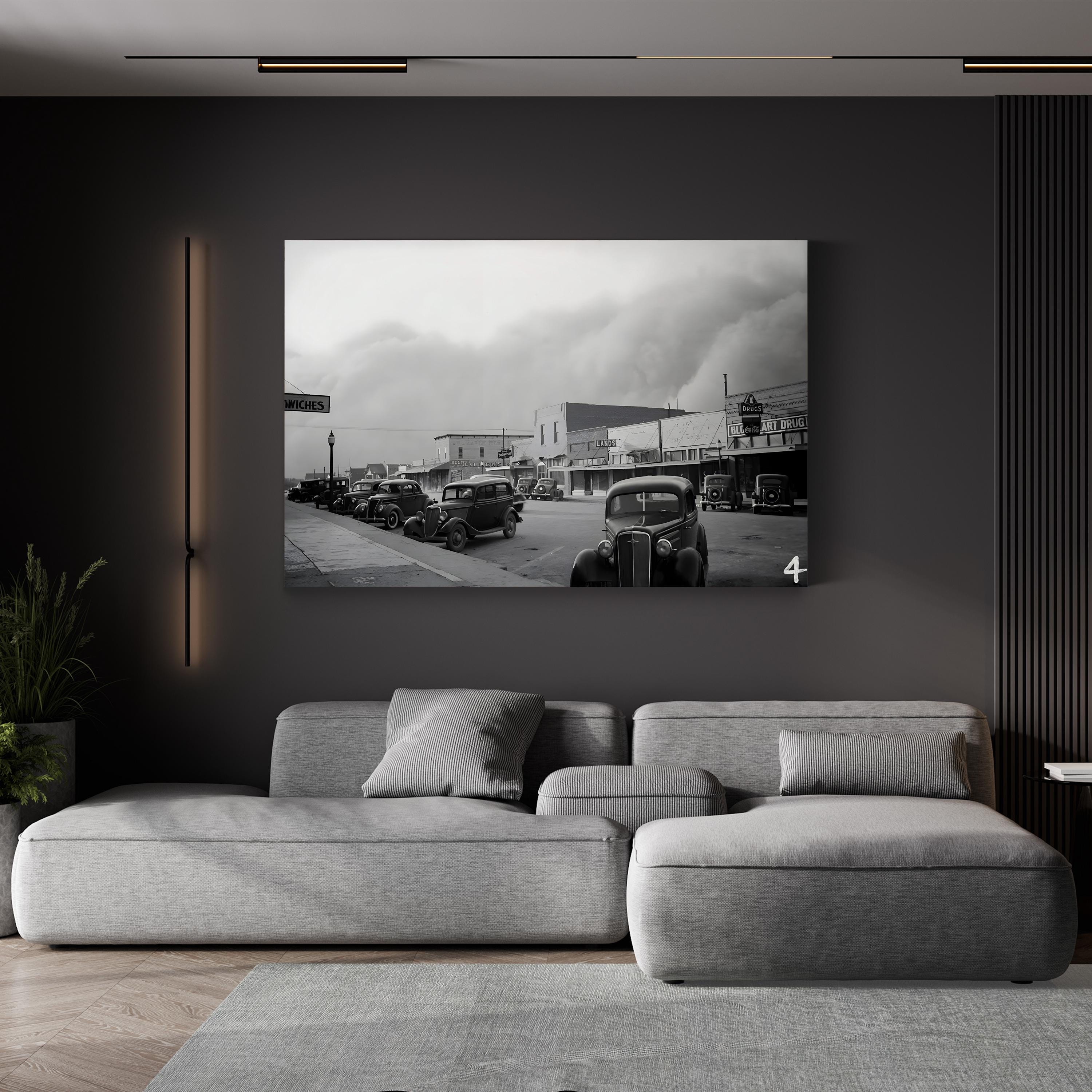 Dust Storm in Elkhart, Kansas, 1937 Wall Art – Vintage American Documentary Photography Canvas Print