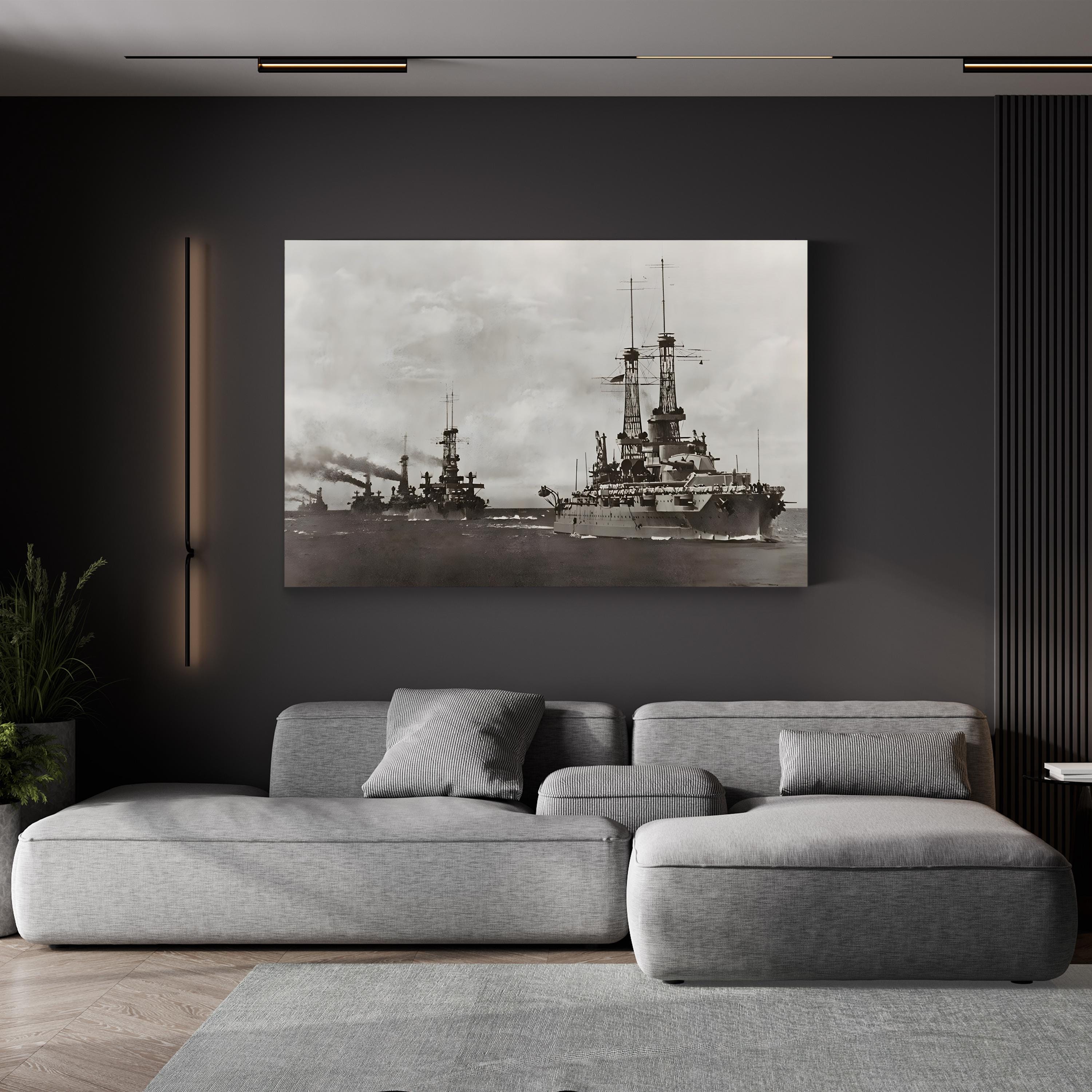 US Navy Dreadnought Fleet, 1917 – Vintage Photography Wall Art | WWI Military Canvas Print