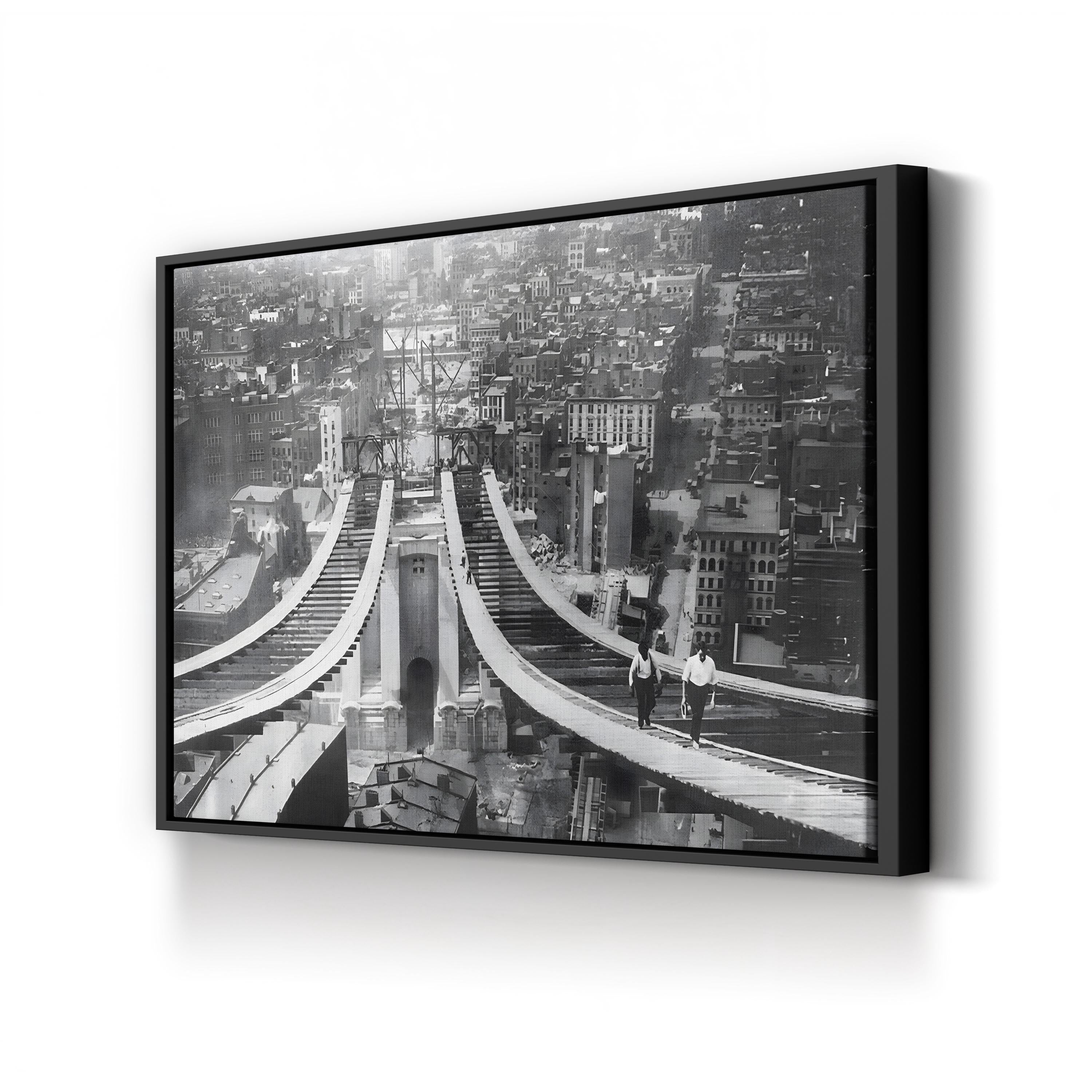 Footpaths of the Manhattan Bridge During Construction, New York, 1910 Wall Art