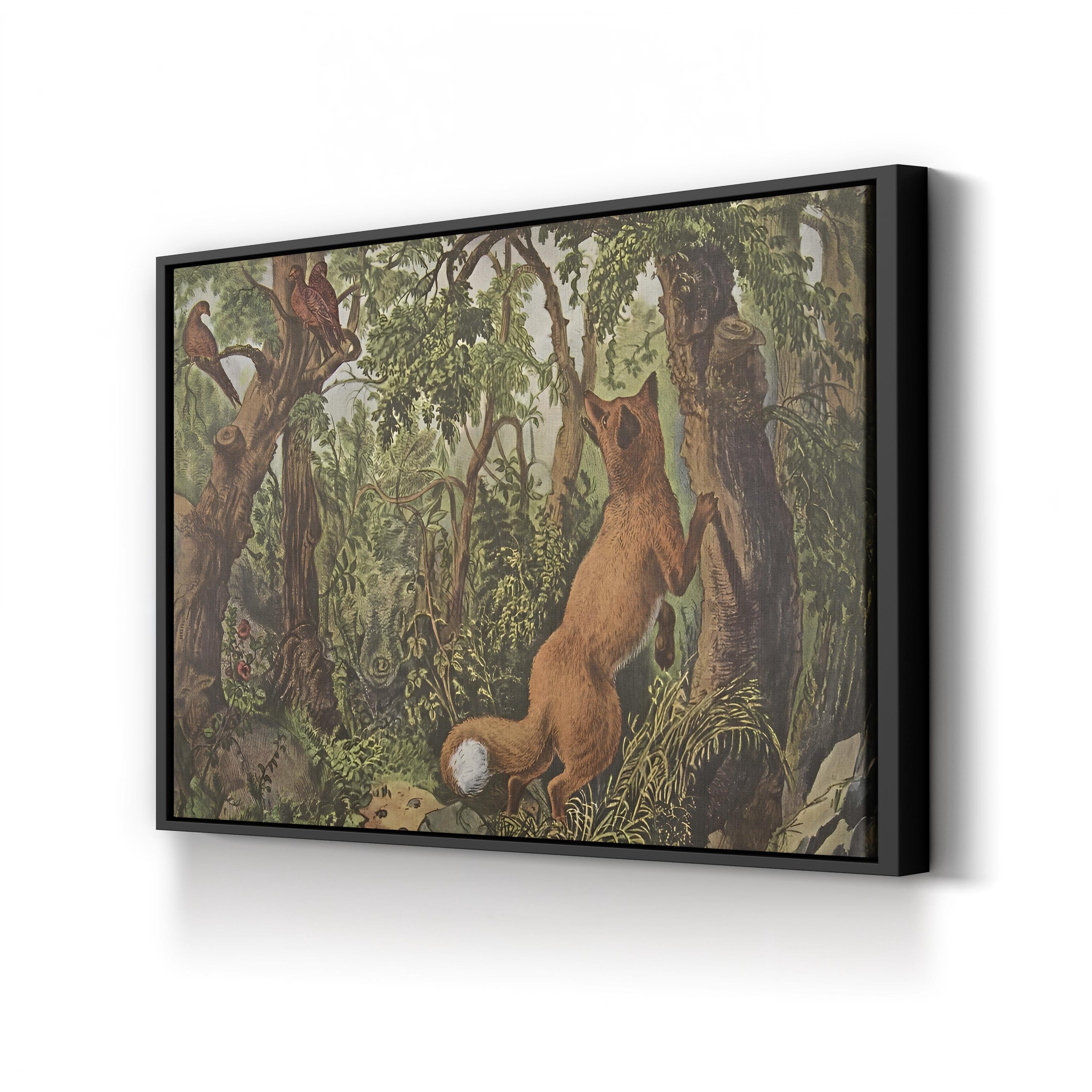 The Puzzled Fox Wall Art – Currier & Ives 1872 Vintage Wildlife Print