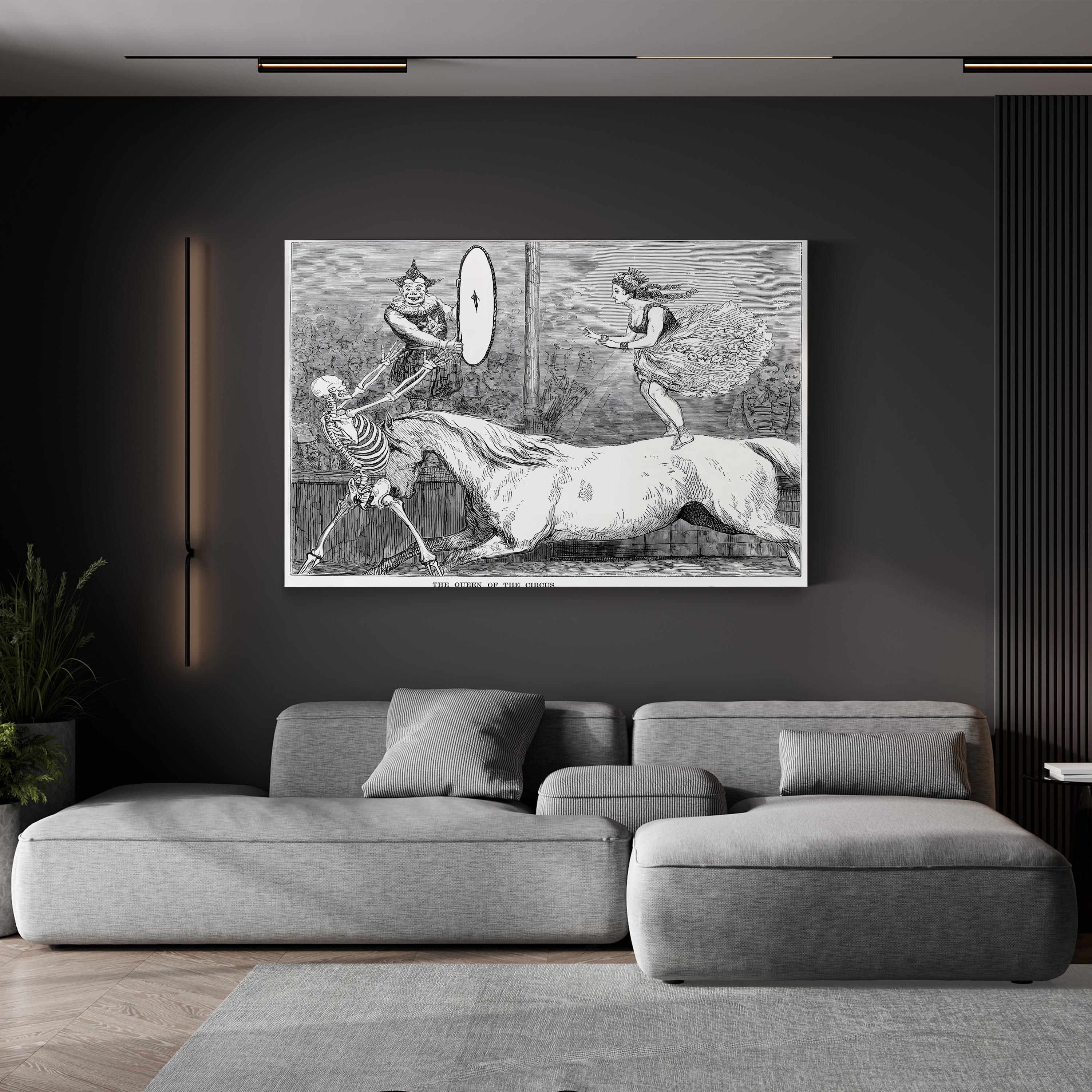 Circus Queen & White Horse 1973 – Period Illustration Wall Art | Vintage Performance Canvas Print