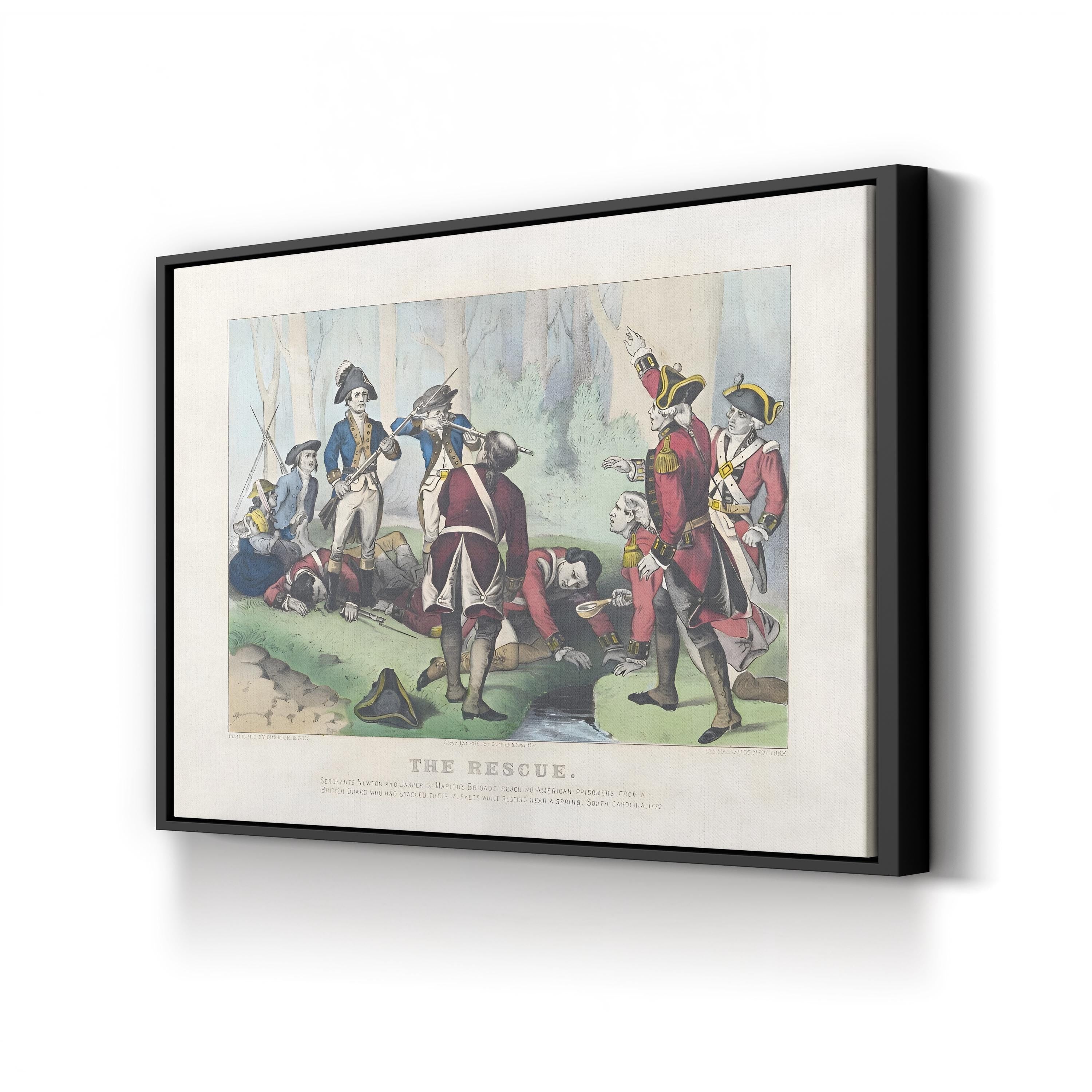 The Rescue Wall Art by Currier and Ives – American Revolutionary Battle Lithograph (1876)