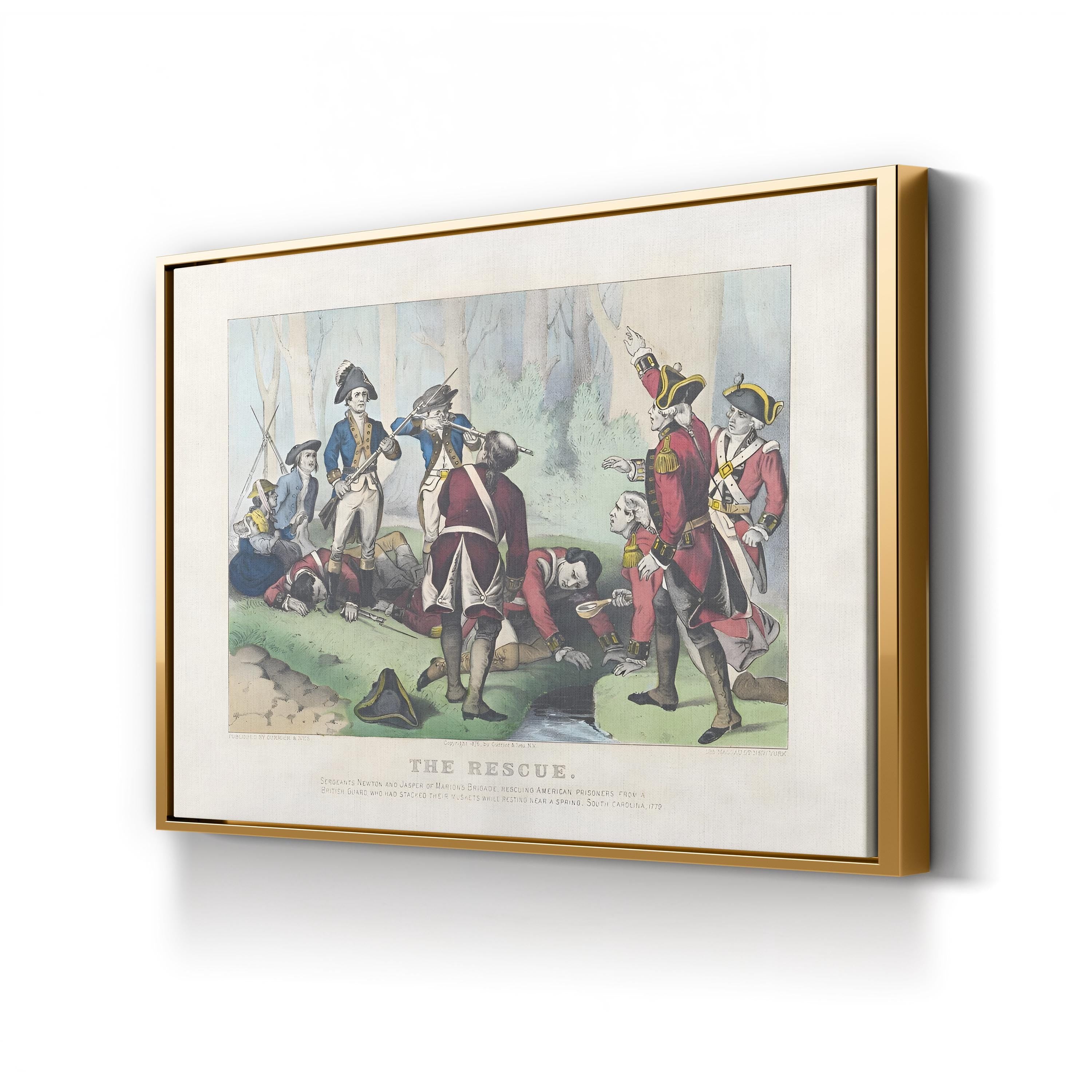 The Rescue Wall Art by Currier and Ives – American Revolutionary Battle Lithograph (1876)