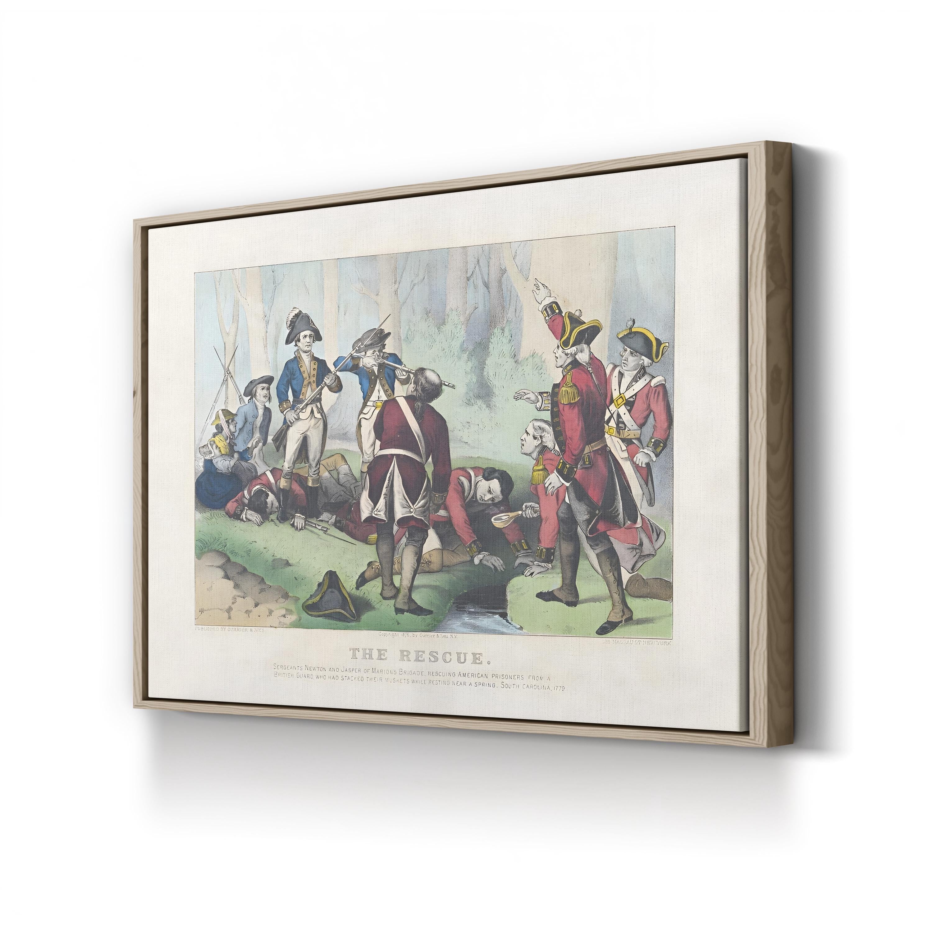 The Rescue Wall Art by Currier and Ives – American Revolutionary Battle Lithograph (1876)